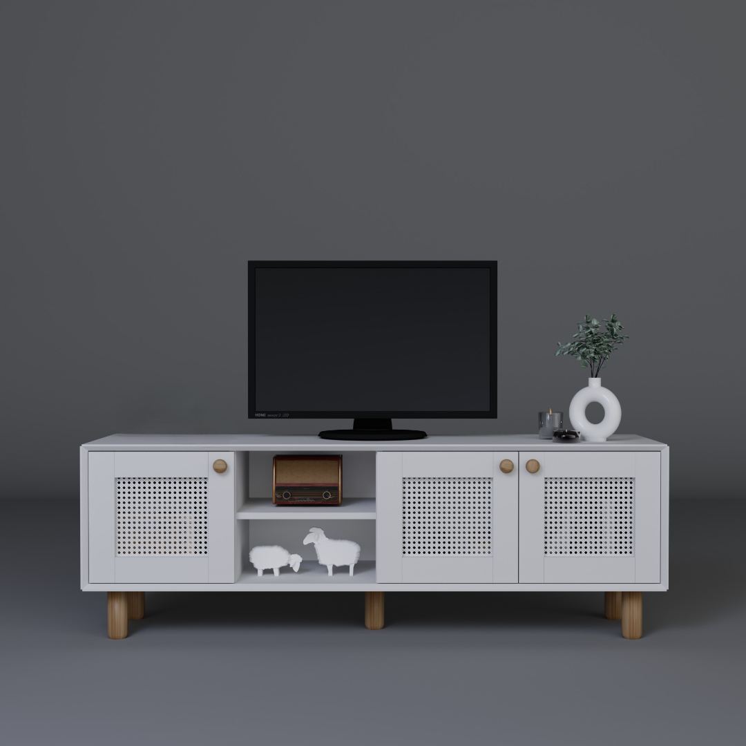 Comodă TV Hanah Home, PAL melaminat, 160 x 40 x 56 cm, alb, 350MWD1706 — imaginea 4