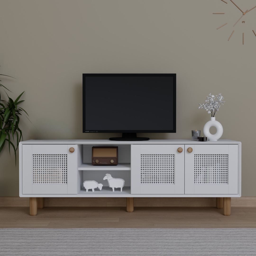Comodă TV Hanah Home, PAL melaminat, 160 x 40 x 56 cm, alb, 350MWD1706 — imaginea 5