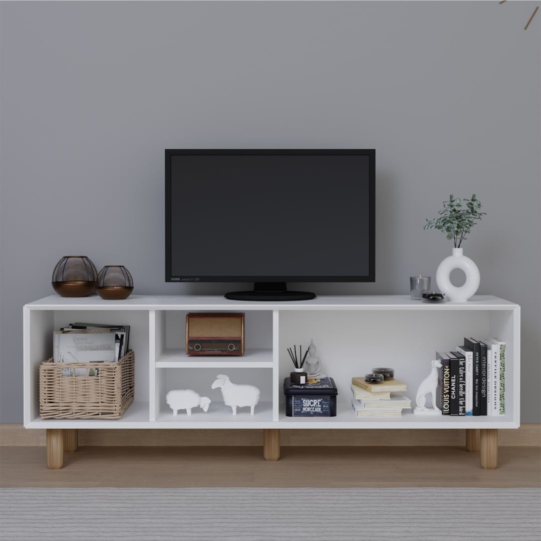 Comodă TV Hanah Home, PAL melaminat, 160 x 40 x 56 cm, alb, 350MWD1703 — imaginea 7
