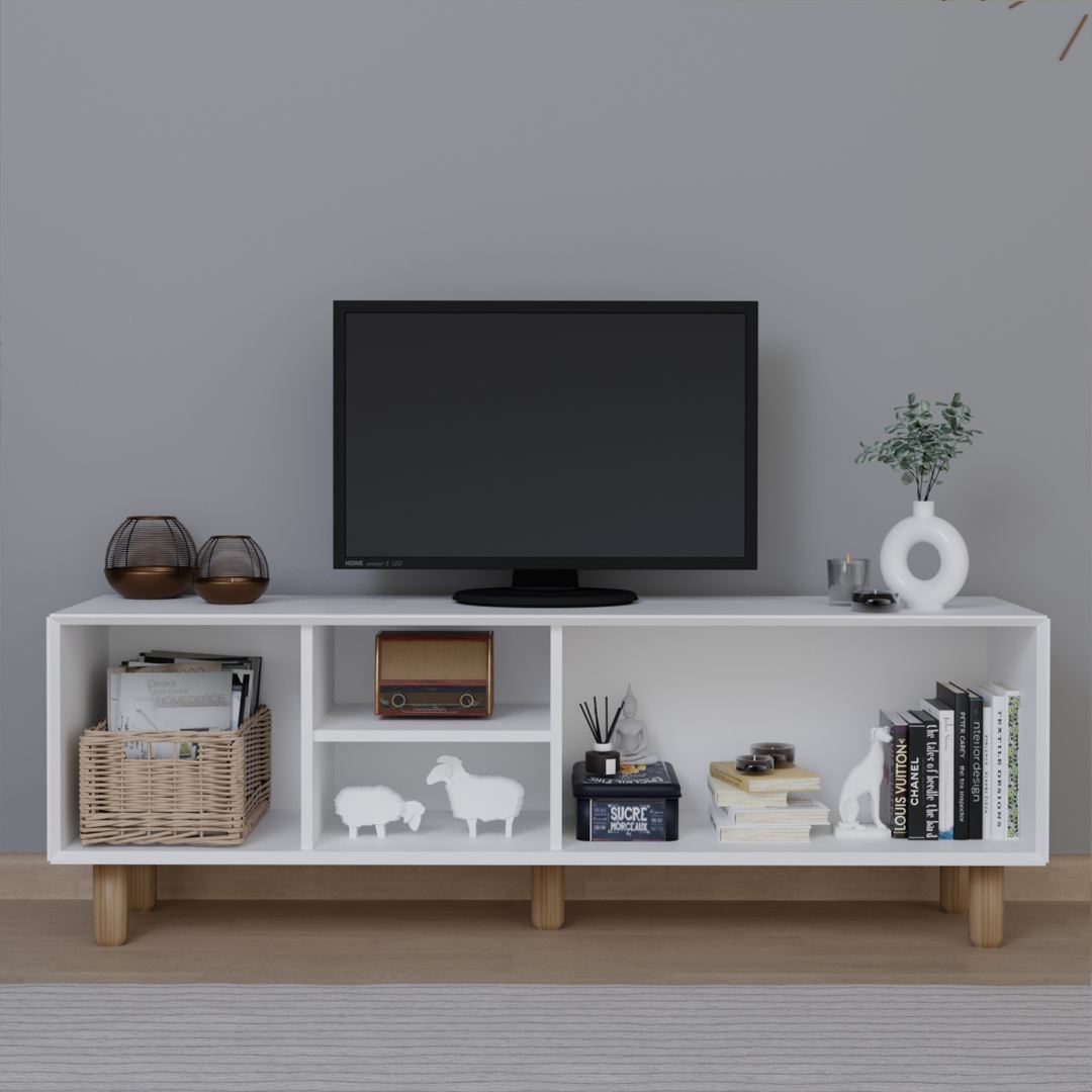 Comodă TV Hanah Home, PAL melaminat, 160 x 40 x 56 cm, alb, 350MWD1706 — imaginea 6