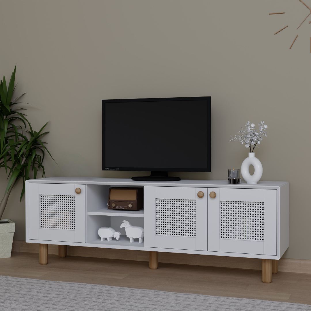 Comodă TV Hanah Home, PAL melaminat, 160 x 40 x 56 cm, alb, 350MWD1706 — imaginea 8