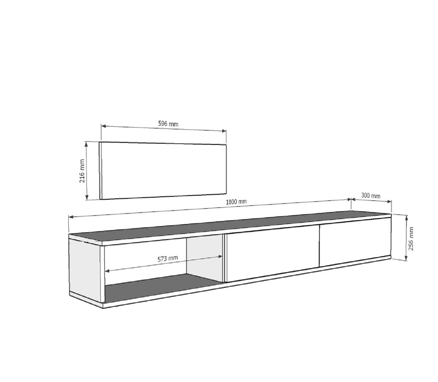 Comodă TV Hanah Home, PAL melaminat, 180 x 29.6 x 25.6 cm, antracit, 555CHM1107 — imaginea 2