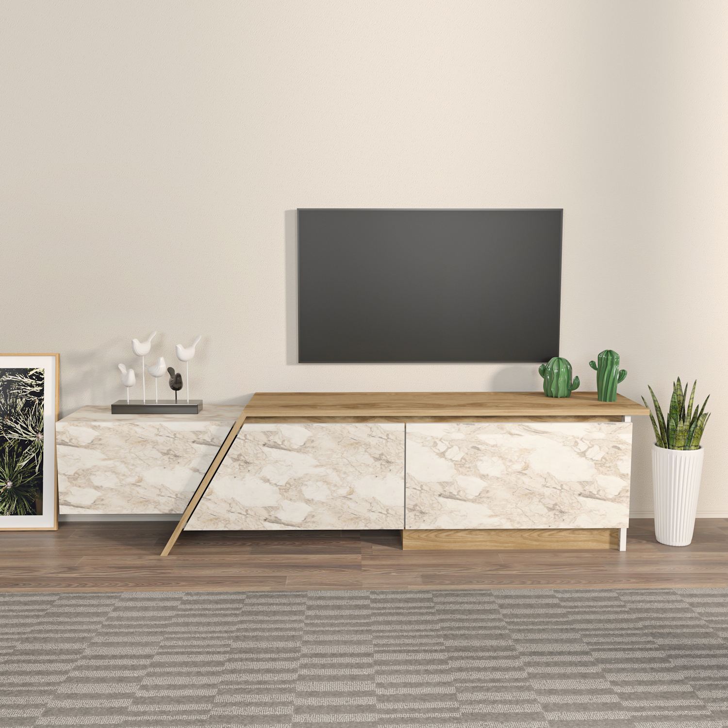 Comodă TV Hanah Home, PAL melaminat, 180 x 35 x 28.6 cm, oud stejar/ephesus, 875ZNA5333 — imaginea 3