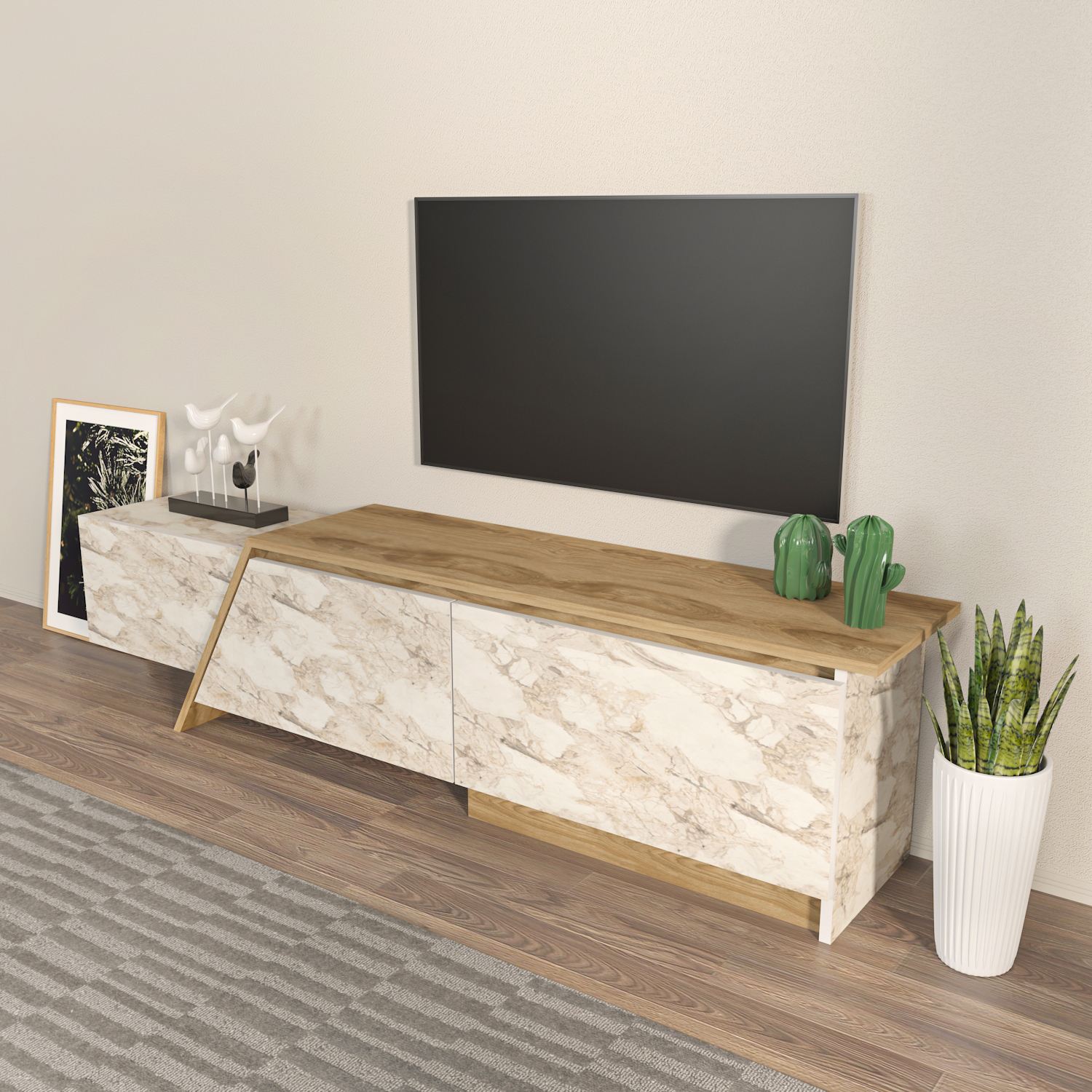Comodă TV Hanah Home, PAL melaminat, 180 x 35 x 28.6 cm, oud stejar/ephesus, 875ZNA5333 — imaginea 5