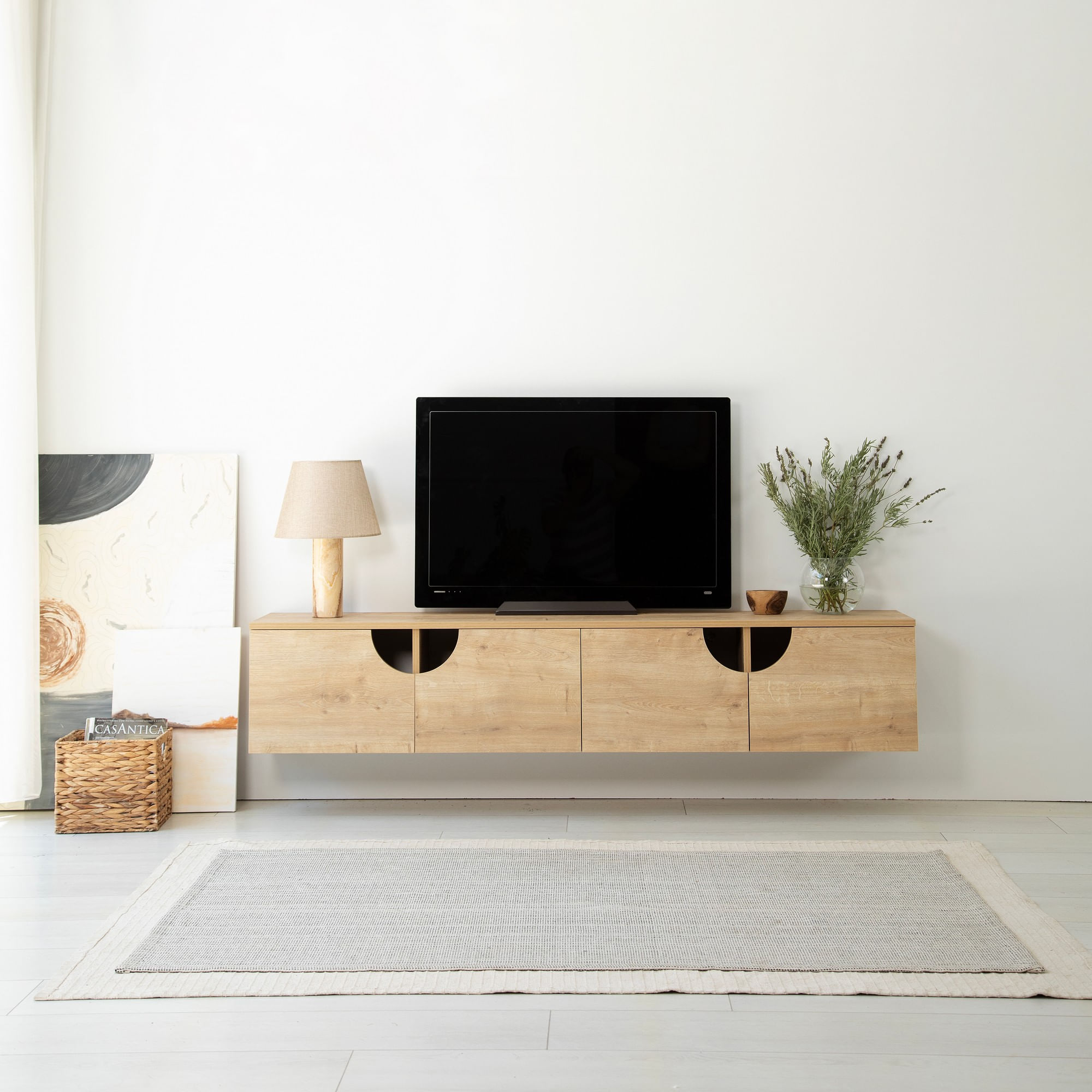 Comodă TV Hanah Home, PAL melaminat, 180 x 35 x 35 cm, stejar, 552NOS2439 — imaginea 4