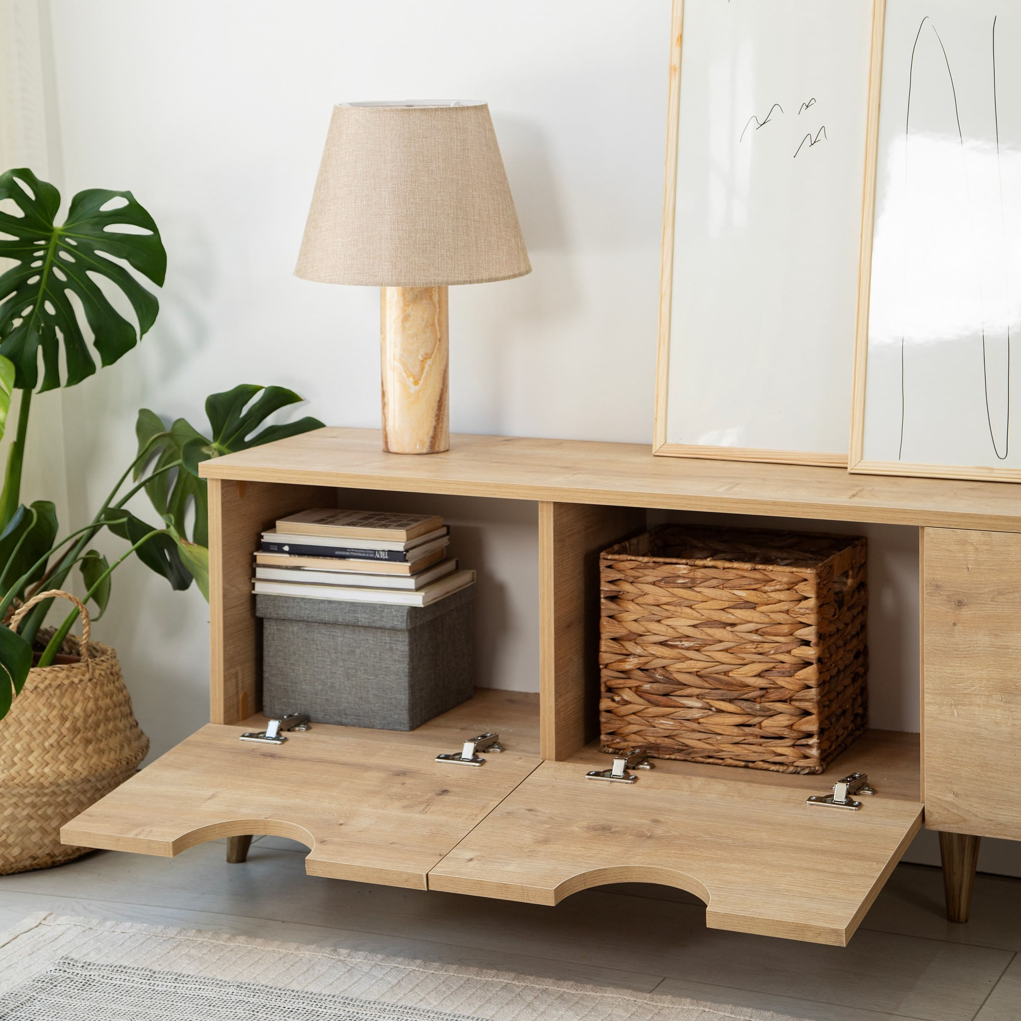 Comodă TV Hanah Home, PAL melaminat, 180 x 35 x 50 cm, stejar, 552NOS2436 — imaginea 4