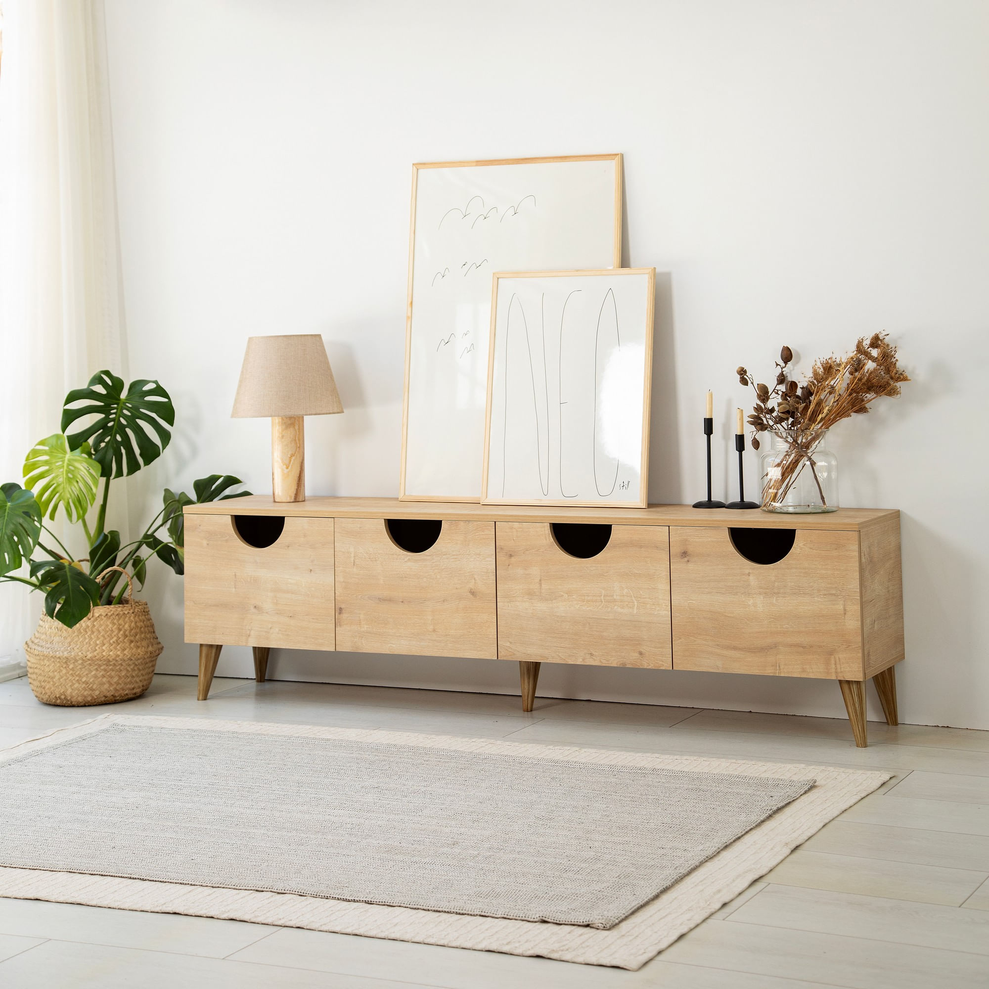 Comodă TV Hanah Home, PAL melaminat, 180 x 35 x 50 cm, stejar, 552NOS2436 — imaginea 7