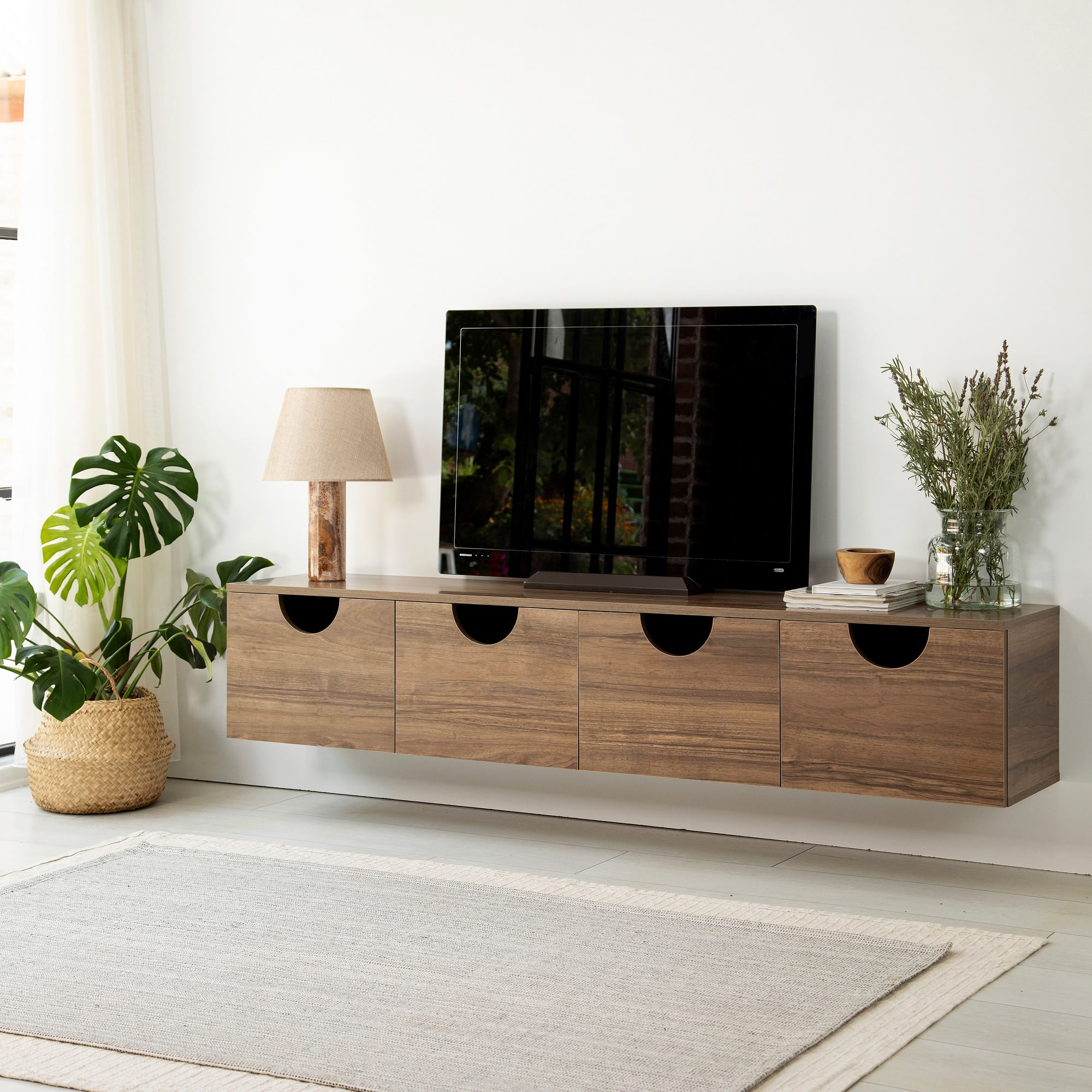 Comodă TV Hanah Home, PAL melaminat, 180 x 35 x 35 cm, nuc, 552NOS2433 — imaginea 3