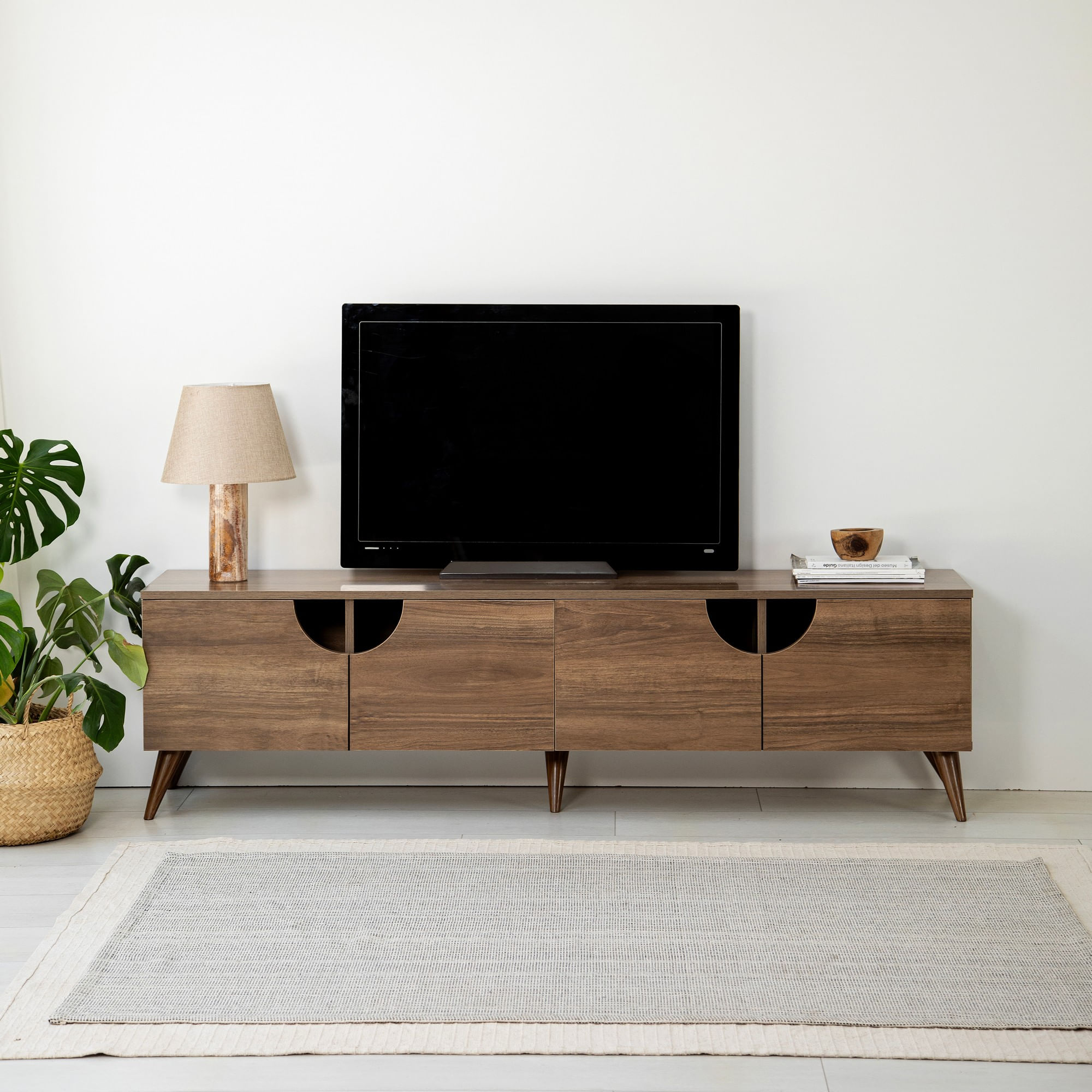 Comodă TV Hanah Home, PAL melaminat, 180 x 35 x 50 cm, nuc, 552NOS2438 — imaginea 4