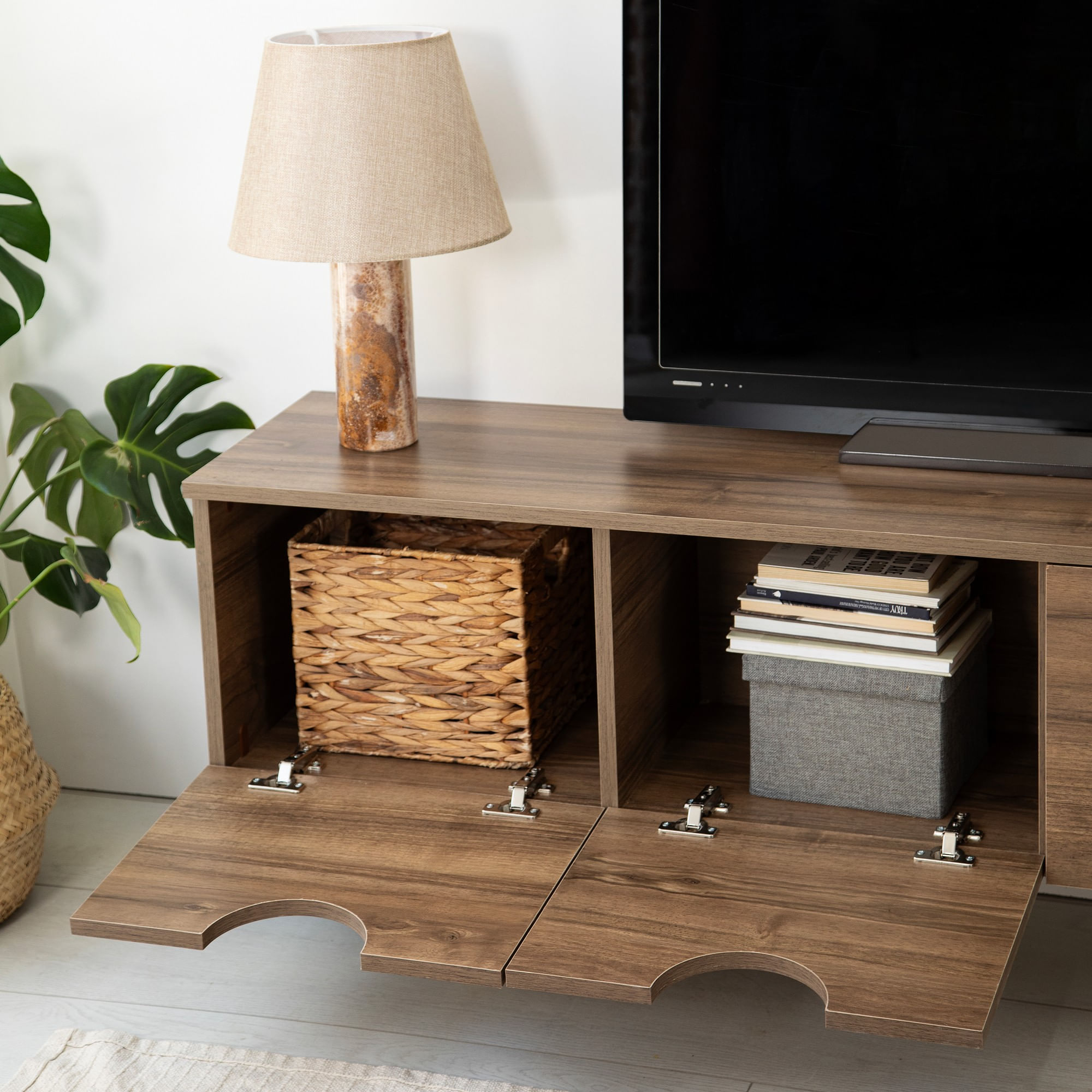 Comodă TV Hanah Home, PAL melaminat, 180 x 35 x 35 cm, nuc, 552NOS2433 — imaginea 4