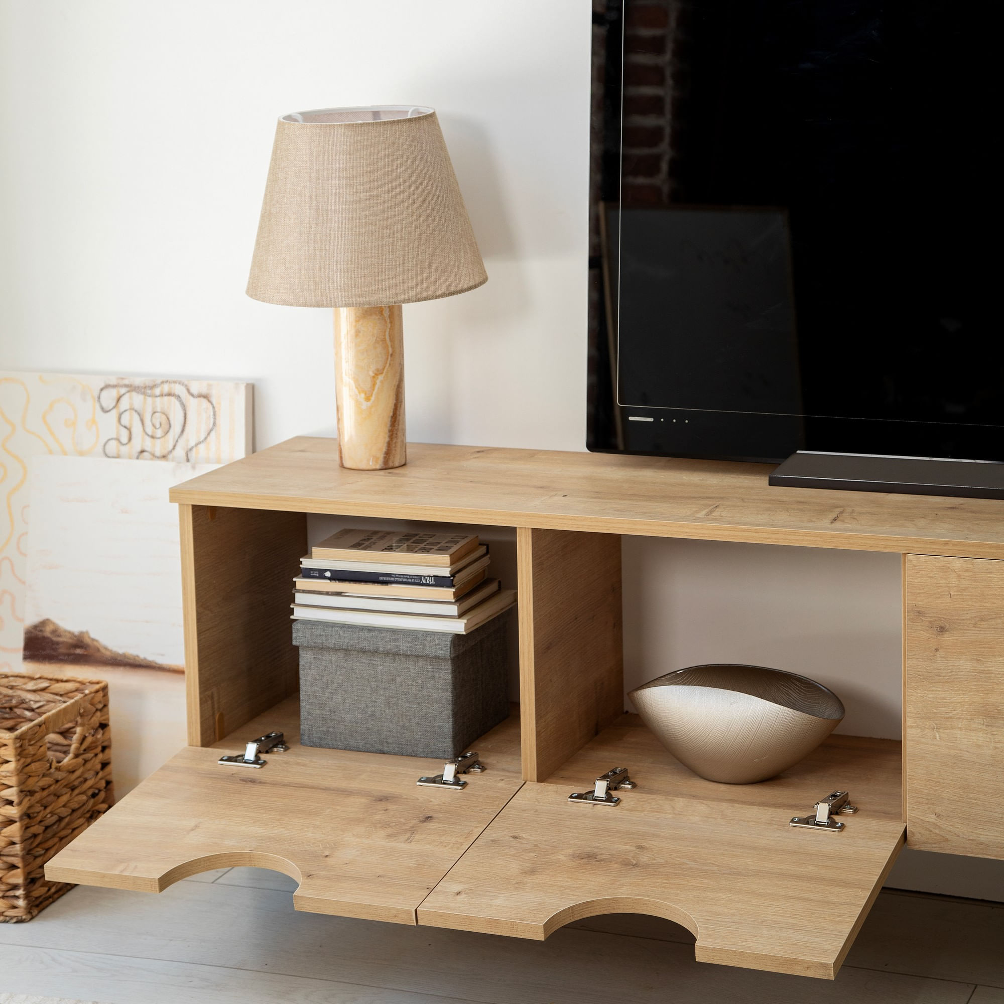 Comodă TV Hanah Home, PAL melaminat, 180 x 35 x 35 cm, stejar, 552NOS2435 — imaginea 5