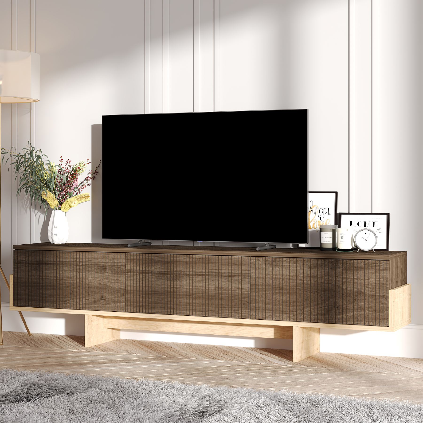 Comodă TV Hanah Home, PAL melaminat, 180 x 30 x 44.6 cm, nuc/sapphire stejar, 327ODS1606 — imaginea 4