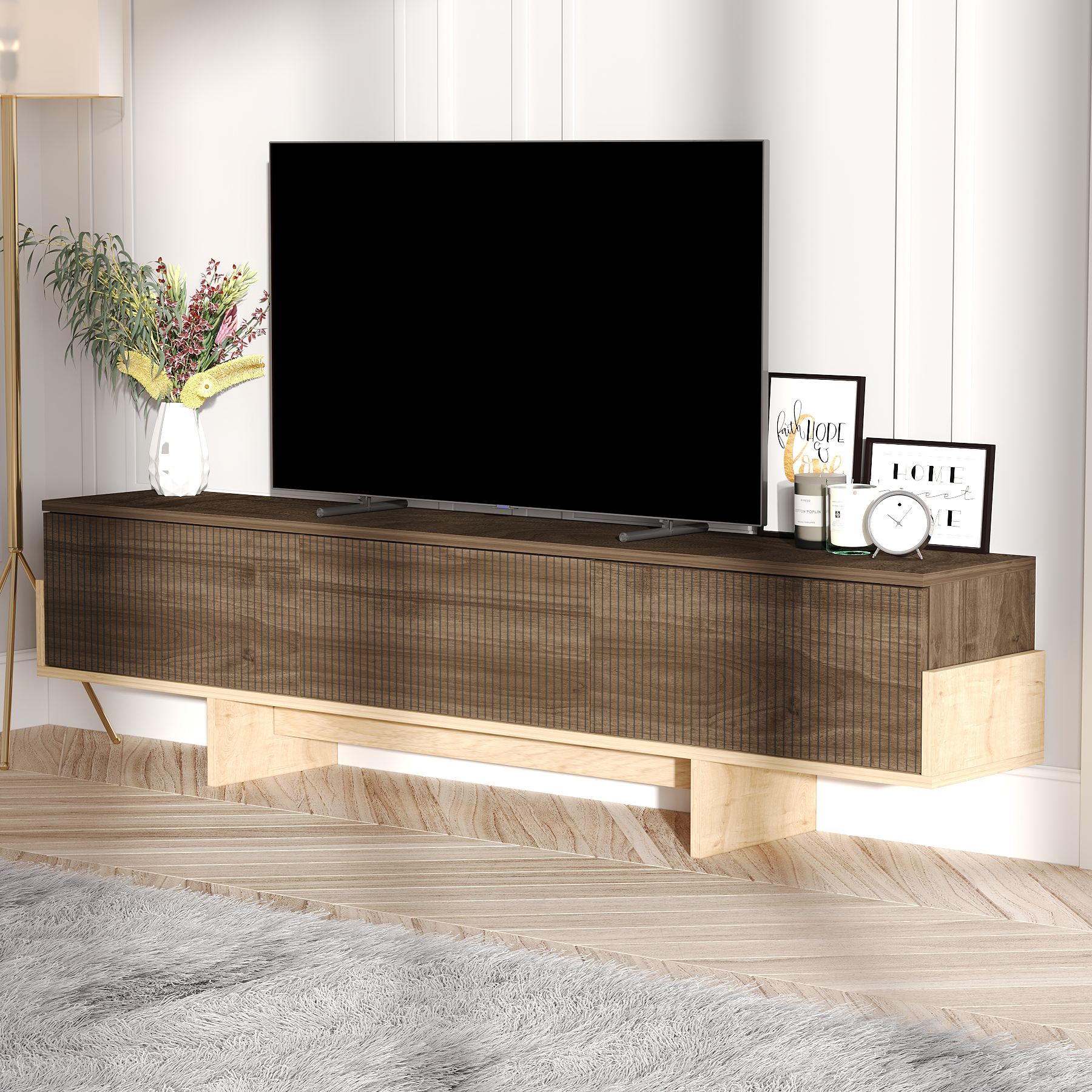 Comodă TV Hanah Home, PAL melaminat, 180 x 30 x 44.6 cm, nuc/sapphire stejar, 327ODS1606 — imaginea 7