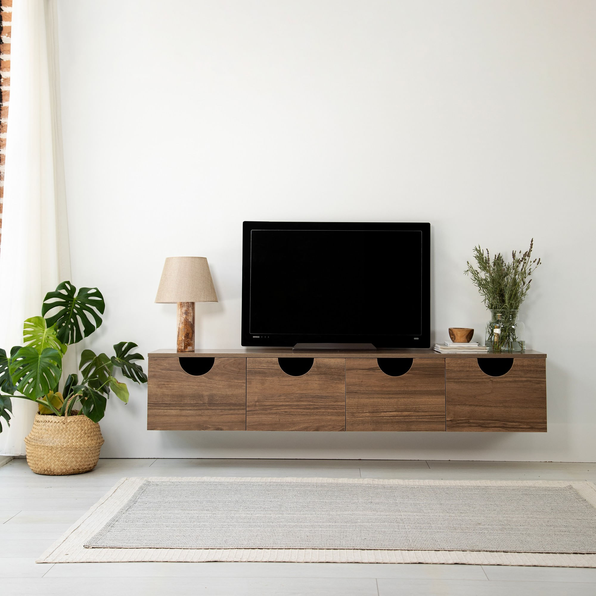 Comodă TV Hanah Home, PAL melaminat, 180 x 35 x 35 cm, nuc, 552NOS2433 — imaginea 6