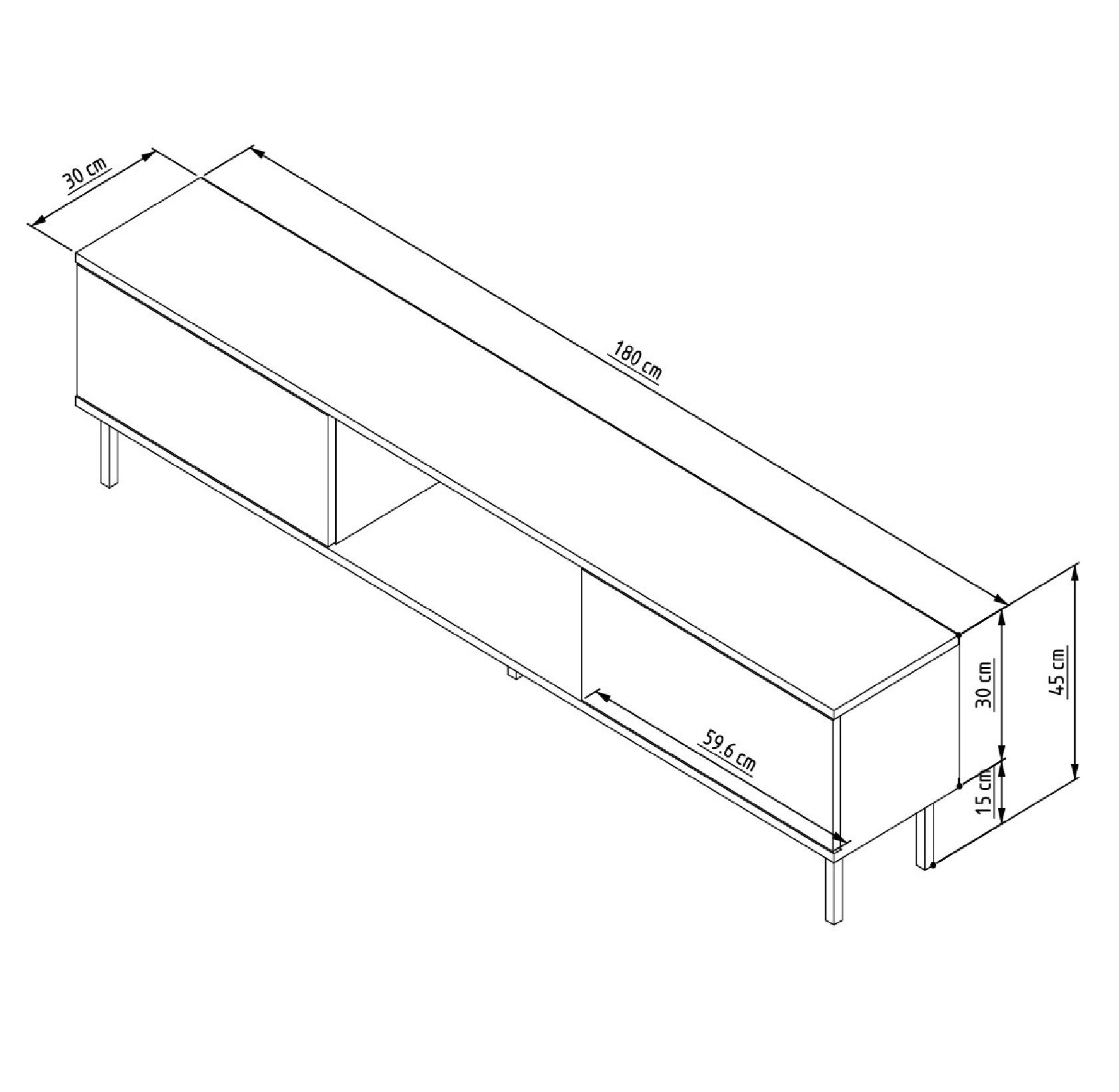 Comodă TV Hanah Home, PAL melaminat, 180 x 30 x 45 cm, antracit, 327ODS1604 — imaginea 2