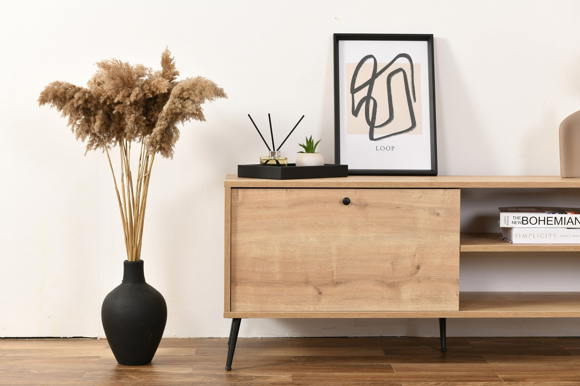 Comodă TV Hanah Home, PAL melaminat, 55 x 41 x 140 cm, stejar, 277WLN1138 — imaginea 2