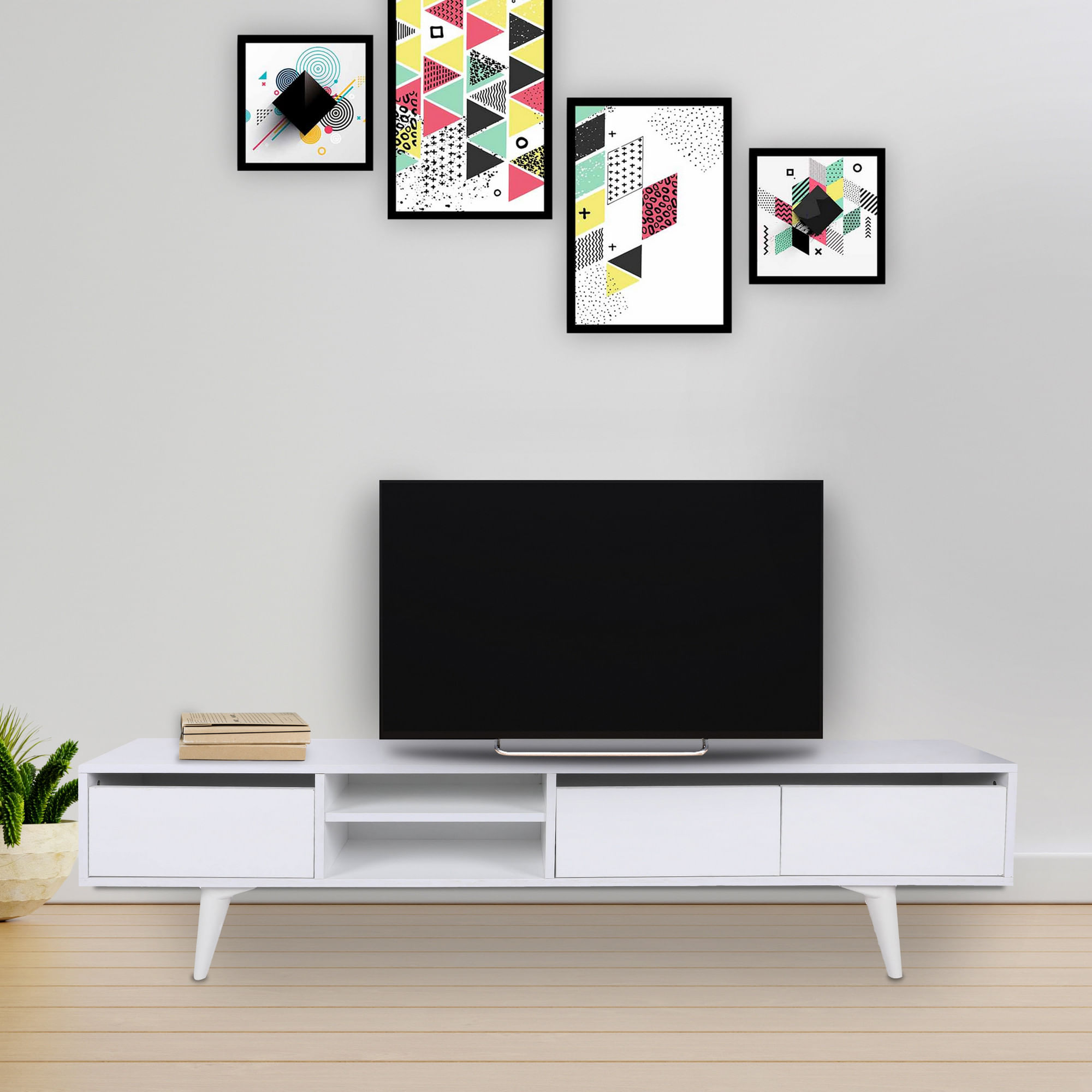 Comodă TV Hanah Home, PAL melaminat, 180 x 45 x 30 cm, alb, 811MDD3021 — imaginea 3