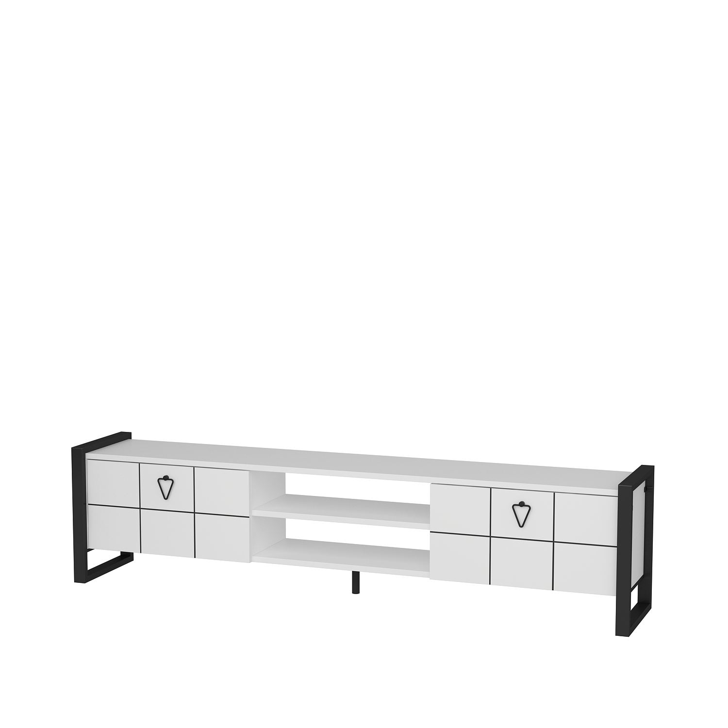 Comodă TV Hanah Home, PAL melaminat, 184 x 34 x 45 cm, alb/negru, 875ZNA5322 — imaginea 4