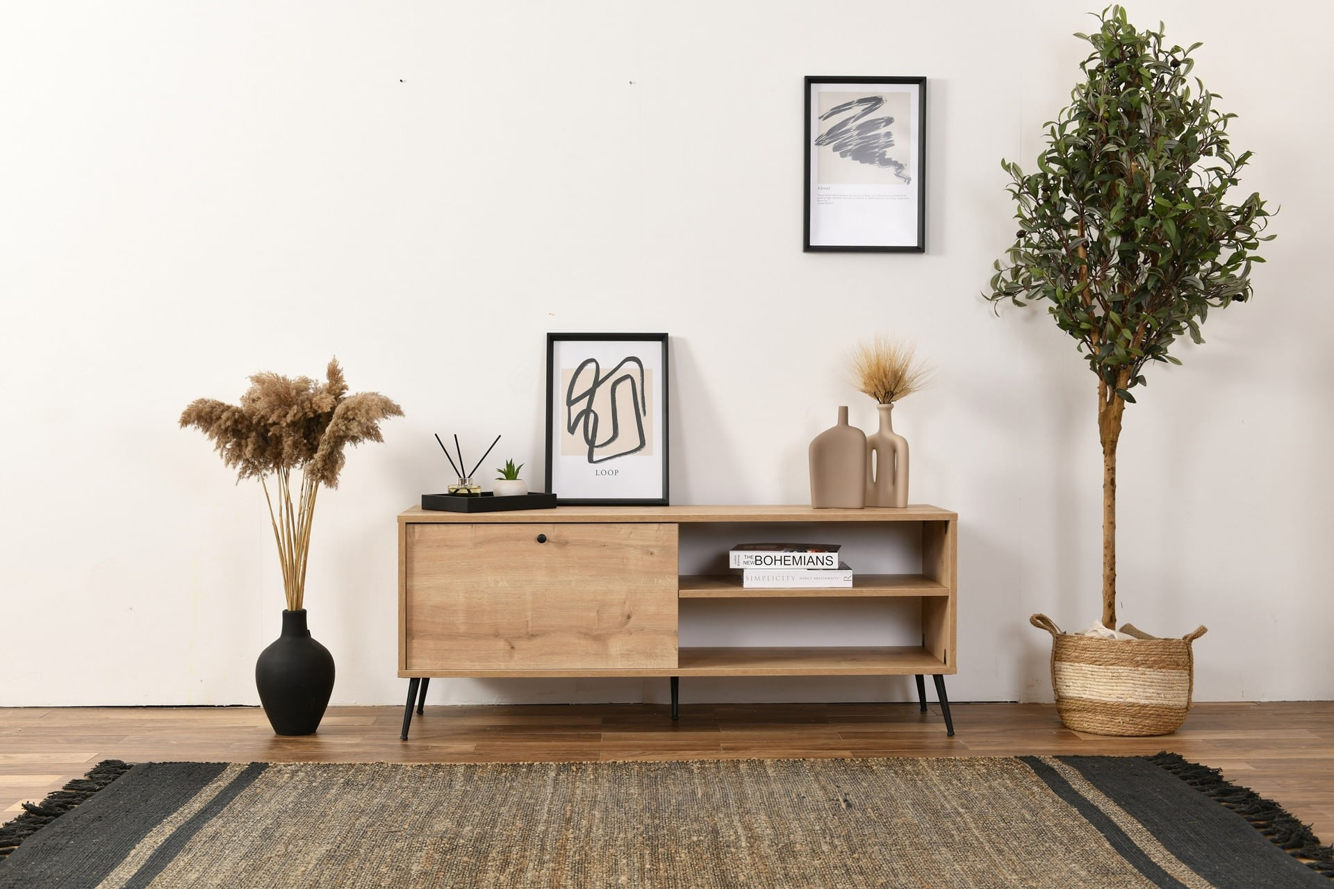 Comodă TV Hanah Home, PAL melaminat, 55 x 41 x 140 cm, stejar, 277WLN1138 — imaginea 4