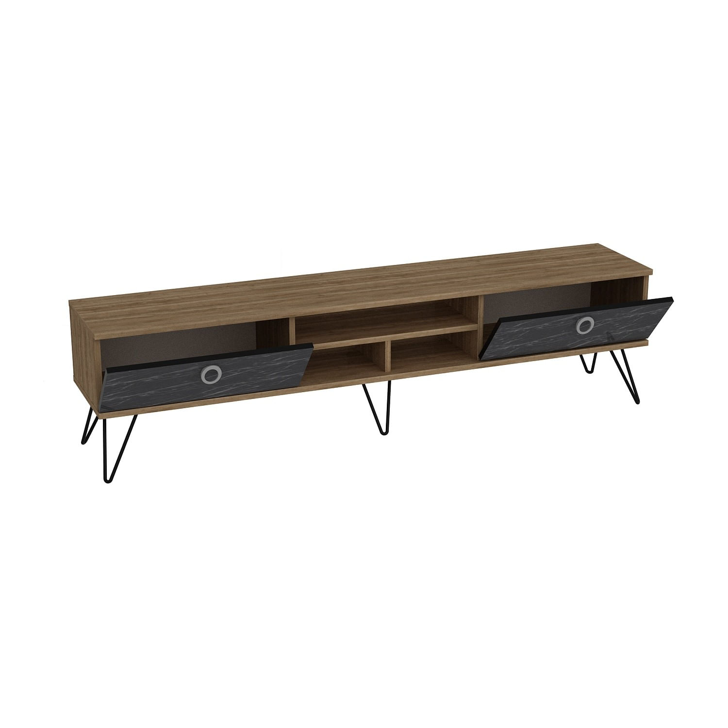 Comodă TV Hanah Home, PAL melaminat, 180 x 35.2 x 45.6 cm, nuc/negru, 875ZNA3053 — imaginea 3