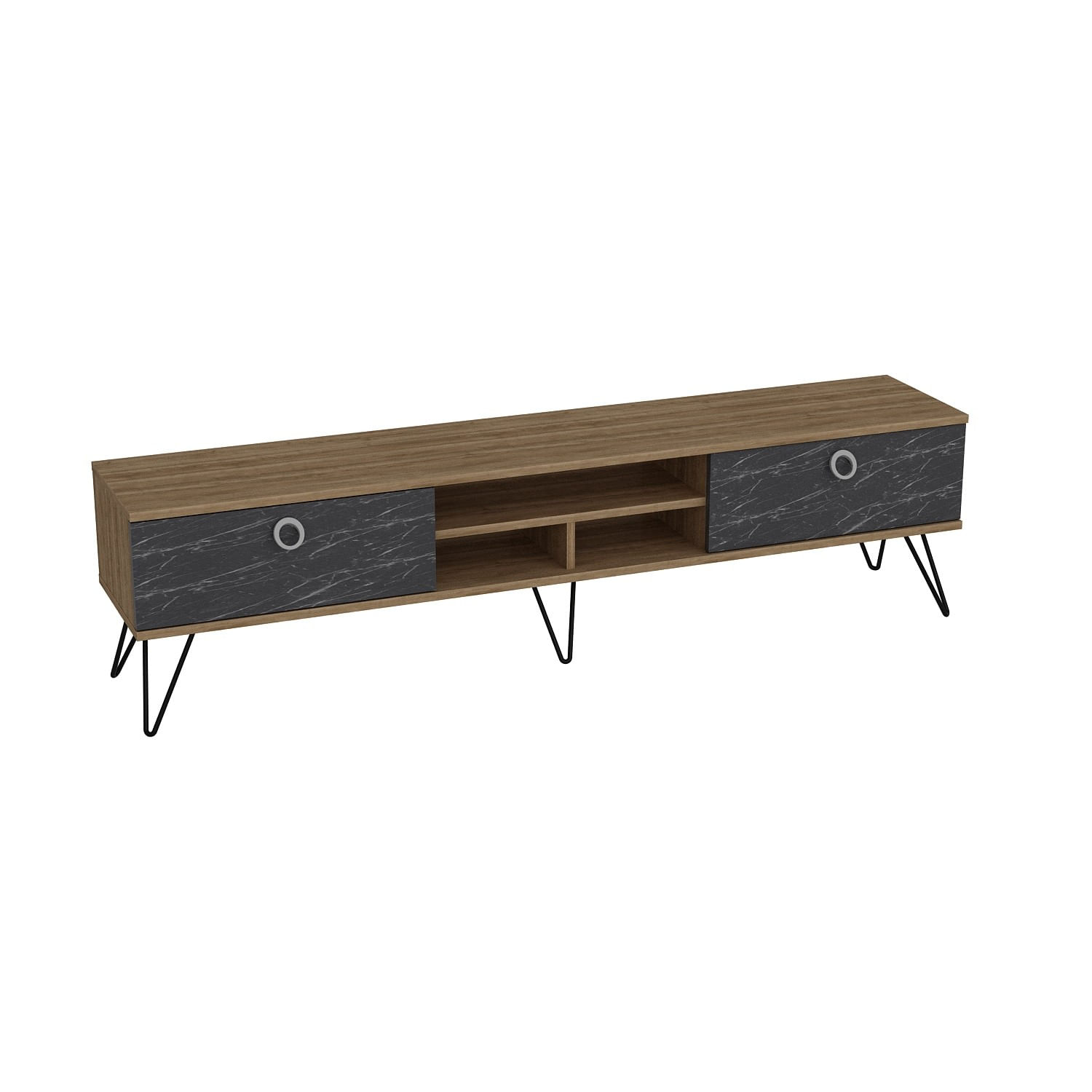 Comodă TV Hanah Home, PAL melaminat, 180 x 35.2 x 45.6 cm, nuc/negru, 875ZNA3053 — imaginea 5