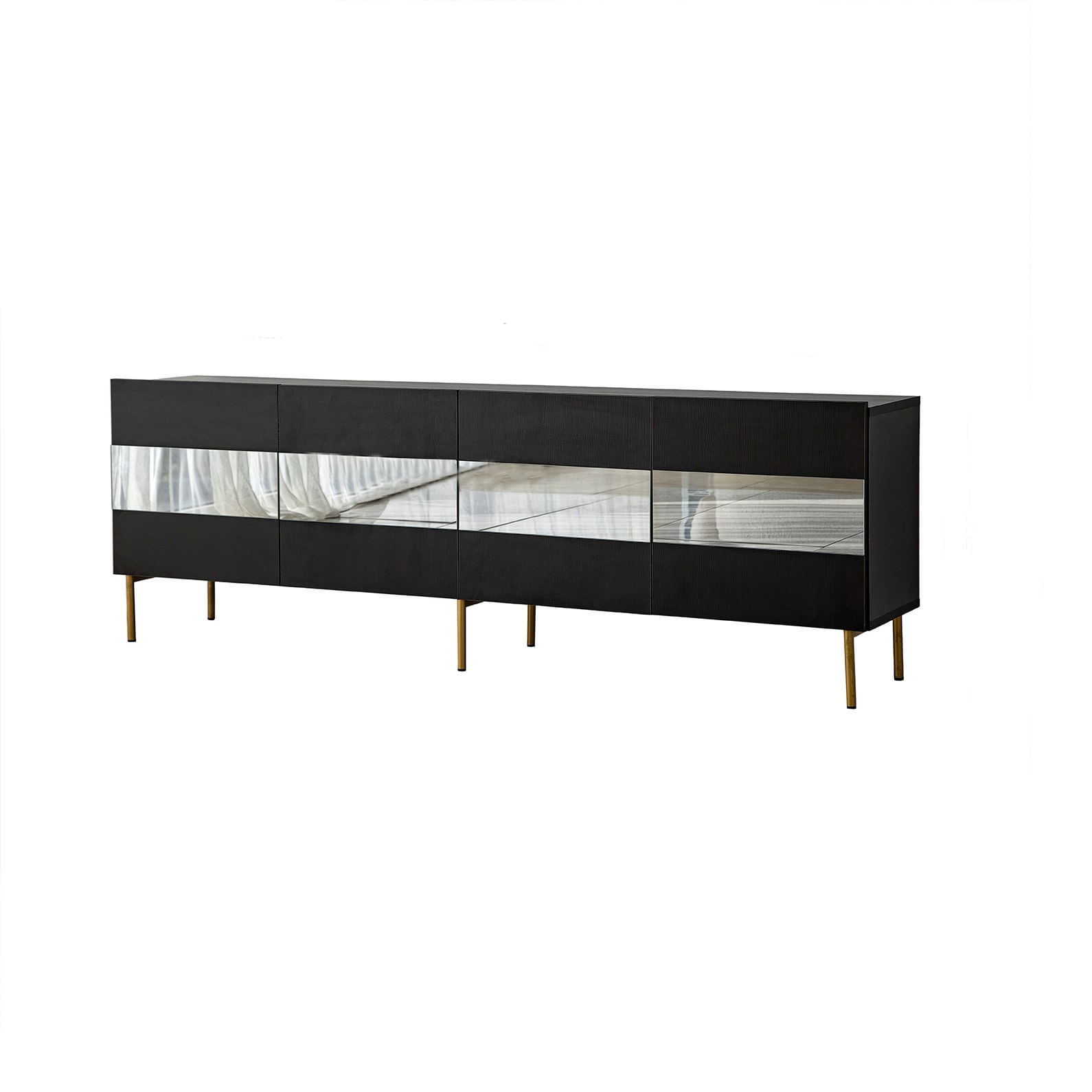 Comodă TV Hanah Home, PAL melaminat, 180 x 35 x 59 cm, auriu/fume, 552NOS1529 — imaginea 2