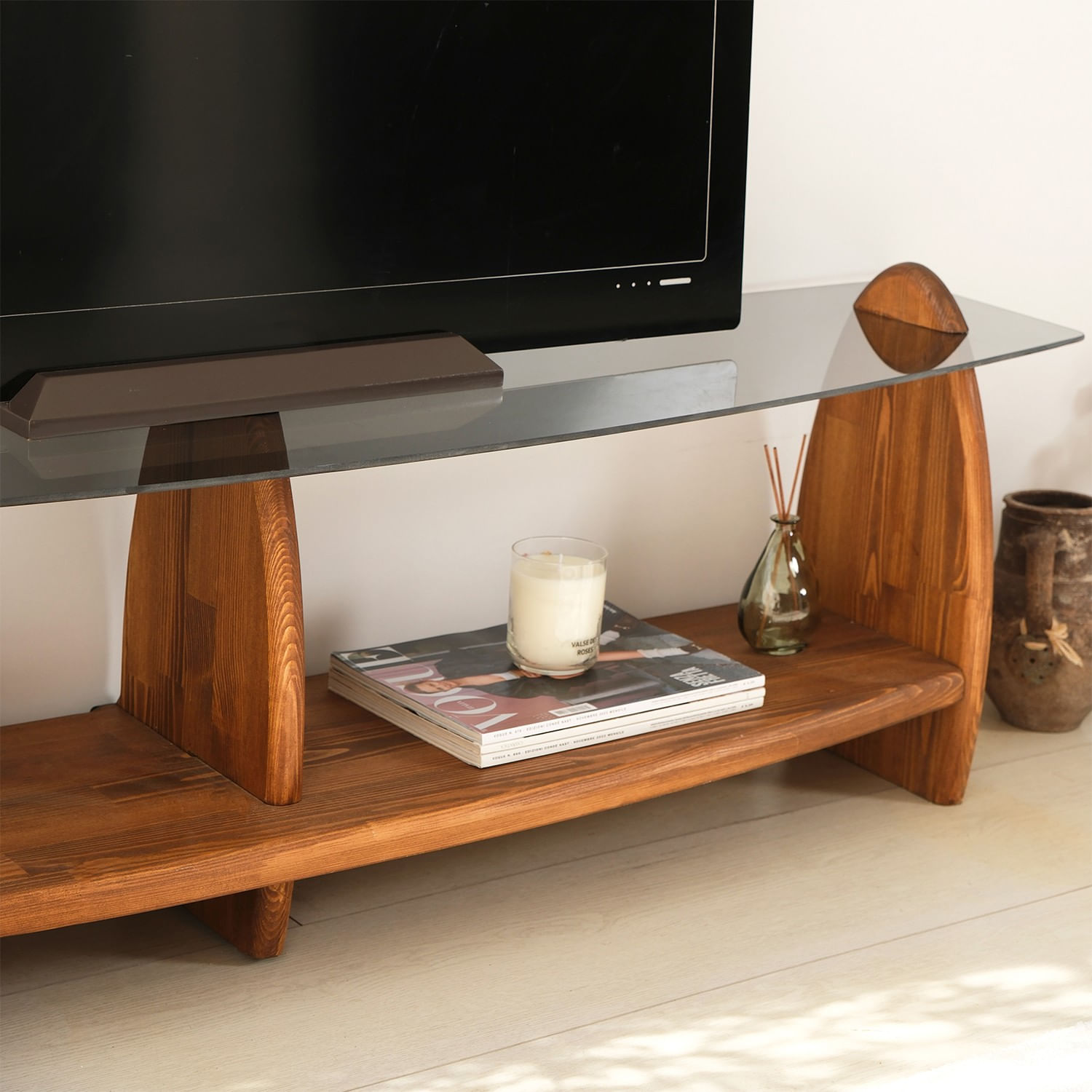 Comodă TV Hanah Home, pin, 160 x 35 x 45 cm, chesnut/fume, 552NOS1534 — imaginea 2