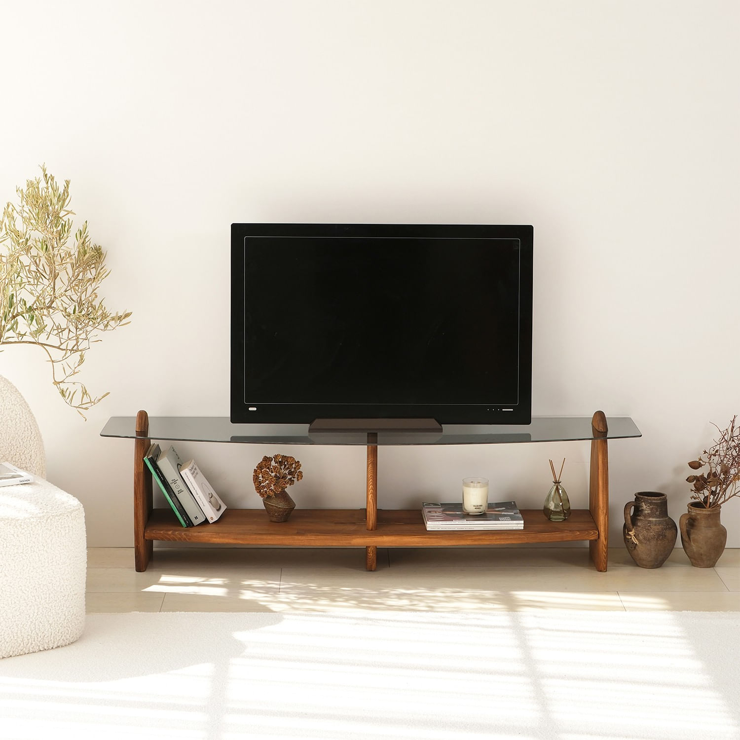 Comodă TV Hanah Home, pin, 160 x 35 x 45 cm, chesnut/fume, 552NOS1534 — imaginea 6