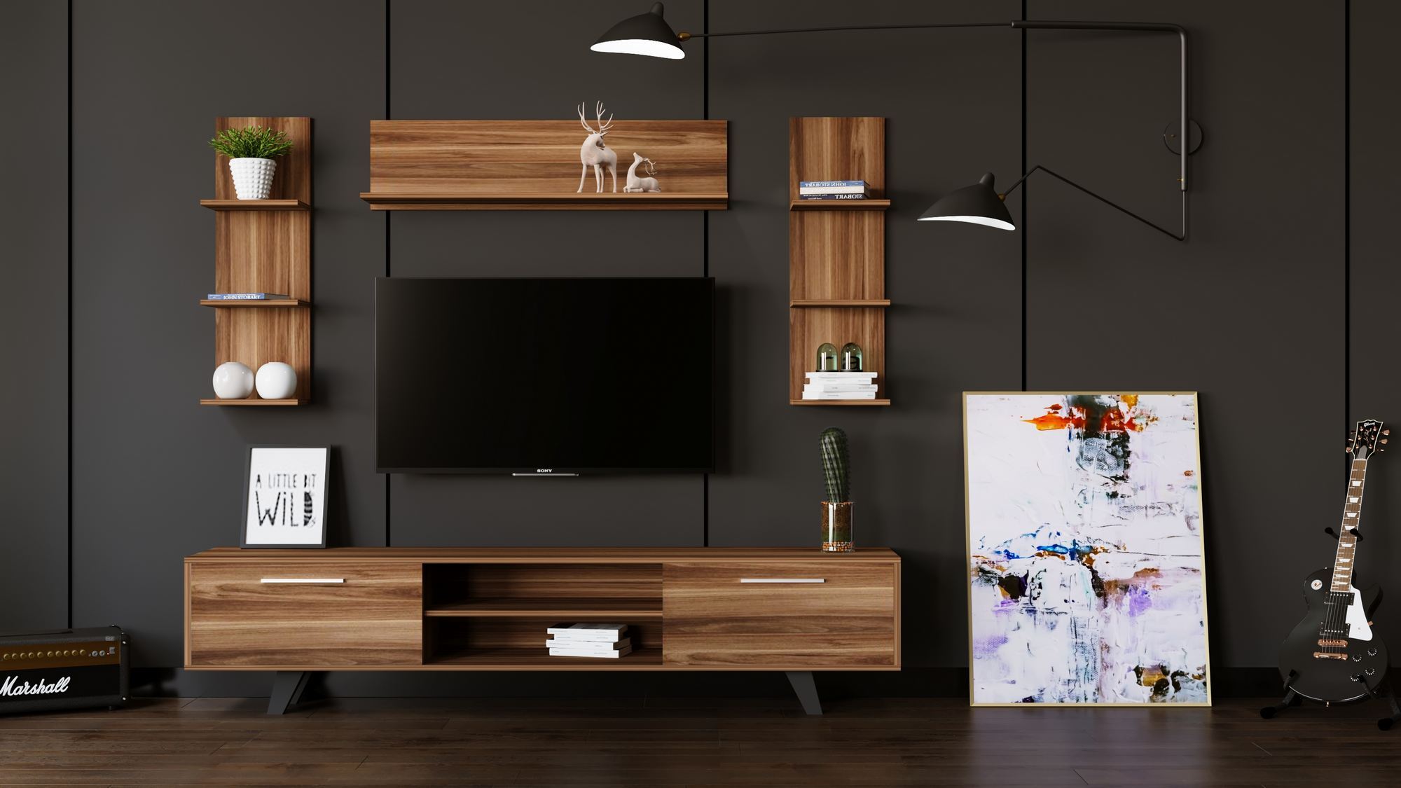 Comodă TV Hanah Home, PAL melaminat, 180 x 40 x 45 cm, lemn, 167RAB1904 — imaginea 2