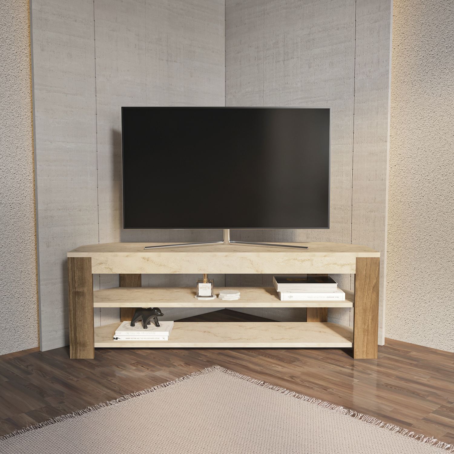 Comodă TV Hanah Home, PAL melaminat, 120 x 35 x 42 cm, alb/oud stejar, 875ZNA5362 — imaginea 4