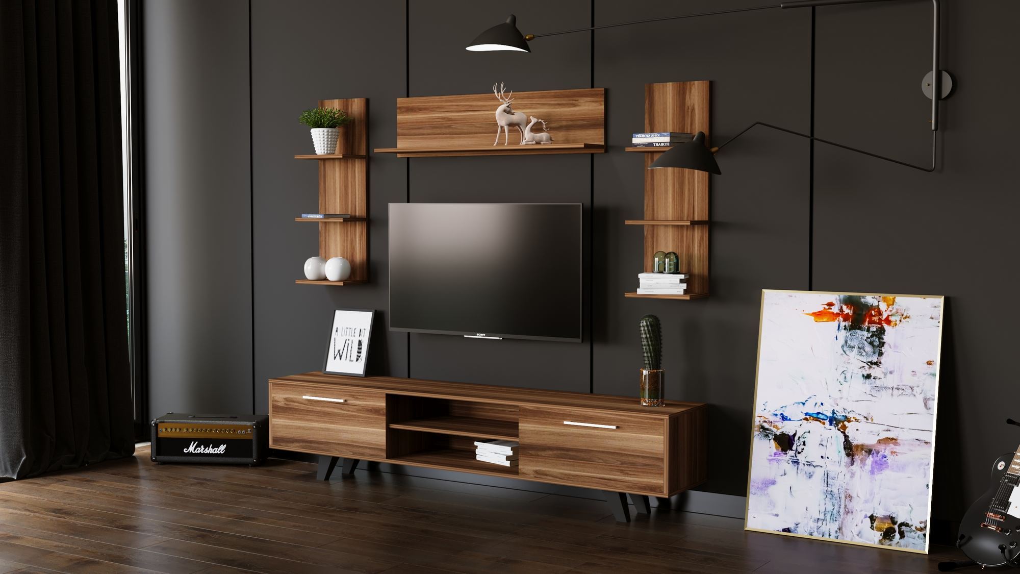 Comodă TV Hanah Home, PAL melaminat, 180 x 40 x 45 cm, lemn, 167RAB1904 — imaginea 4