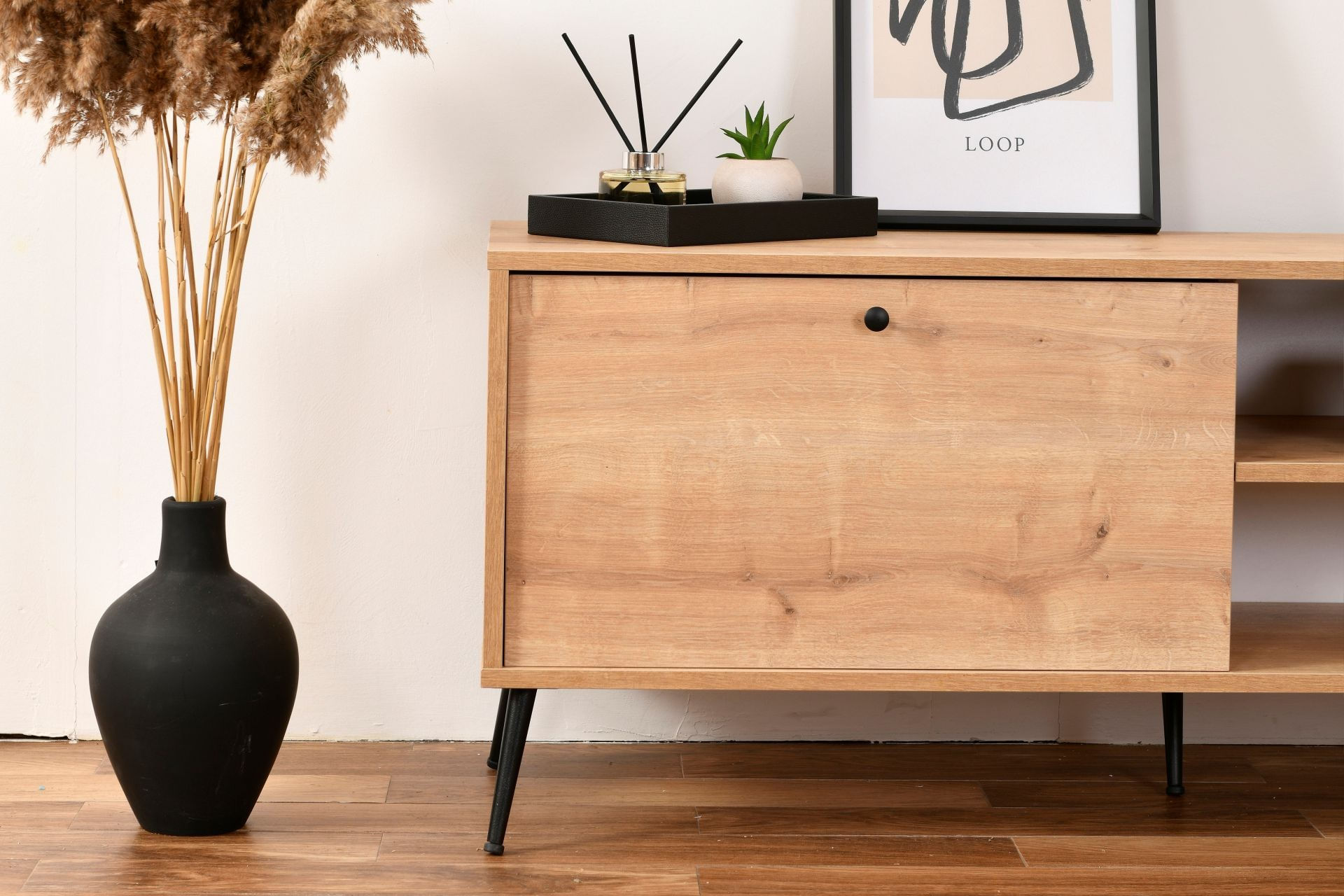 Comodă TV Hanah Home, PAL melaminat, 55 x 41 x 180 cm, stejar, 277WLN1137 — imaginea 4