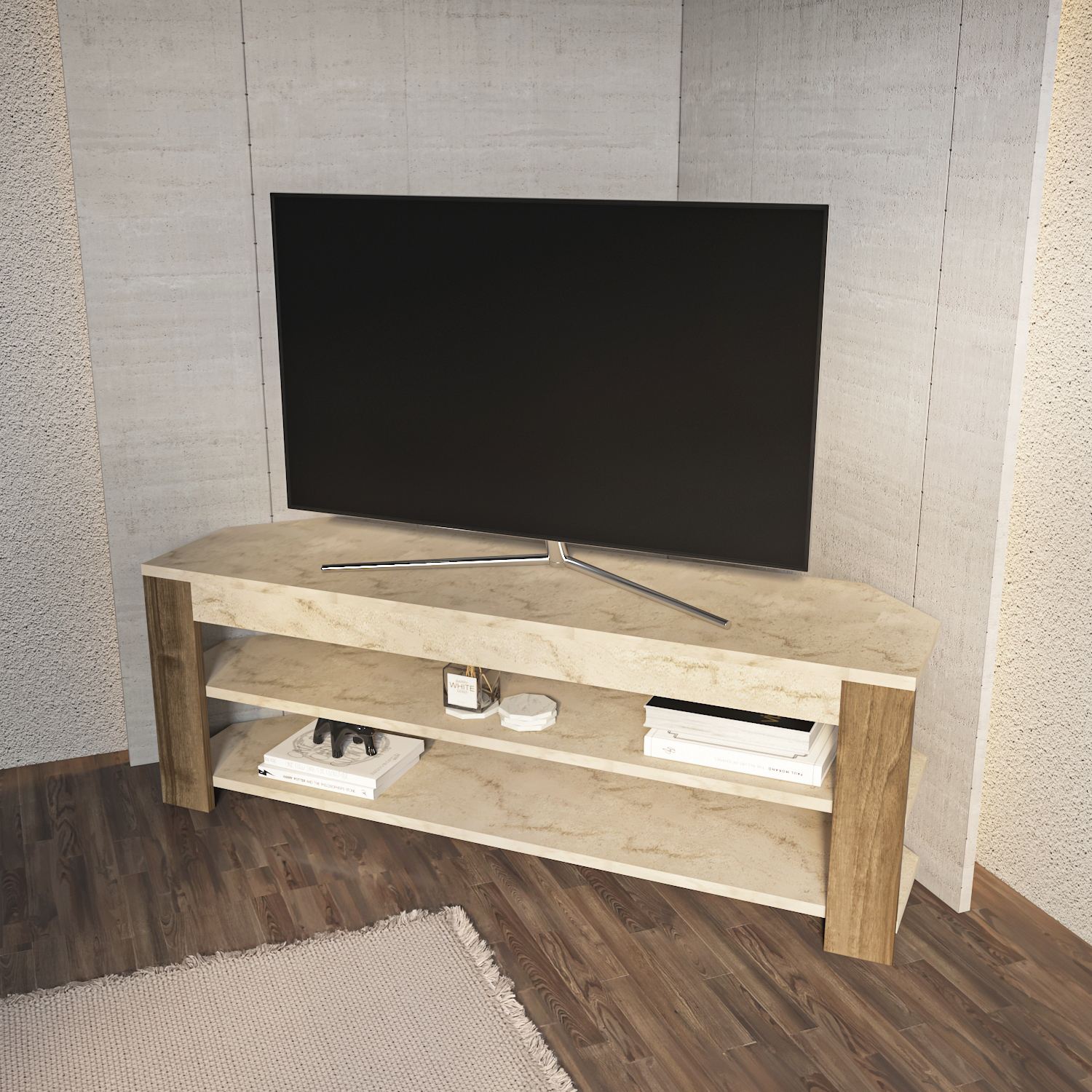 Comodă TV Hanah Home, PAL melaminat, 120 x 35 x 42 cm, alb/oud stejar, 875ZNA5362 — imaginea 5