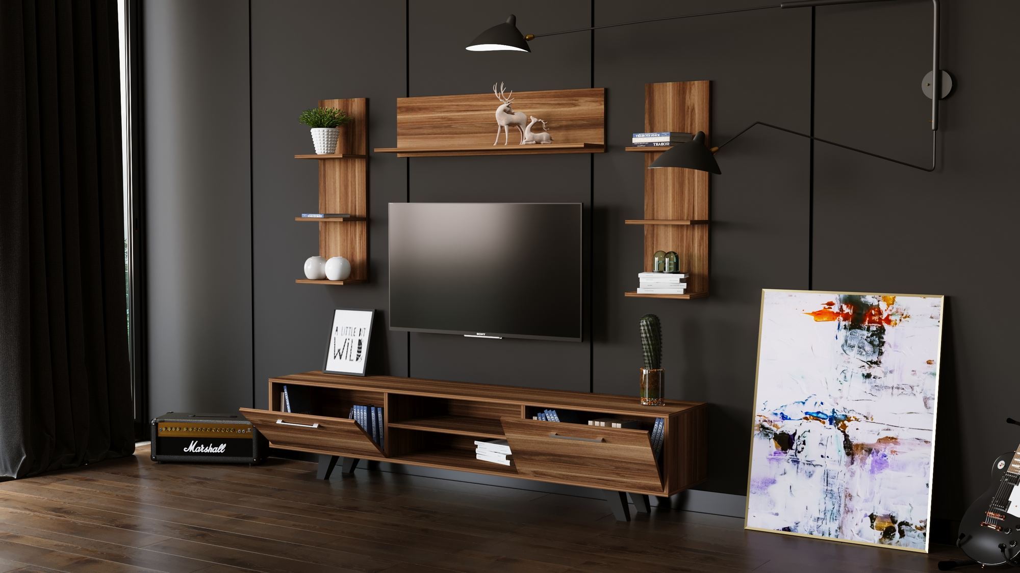 Comodă TV Hanah Home, PAL melaminat, 180 x 40 x 45 cm, lemn, 167RAB1904 — imaginea 6