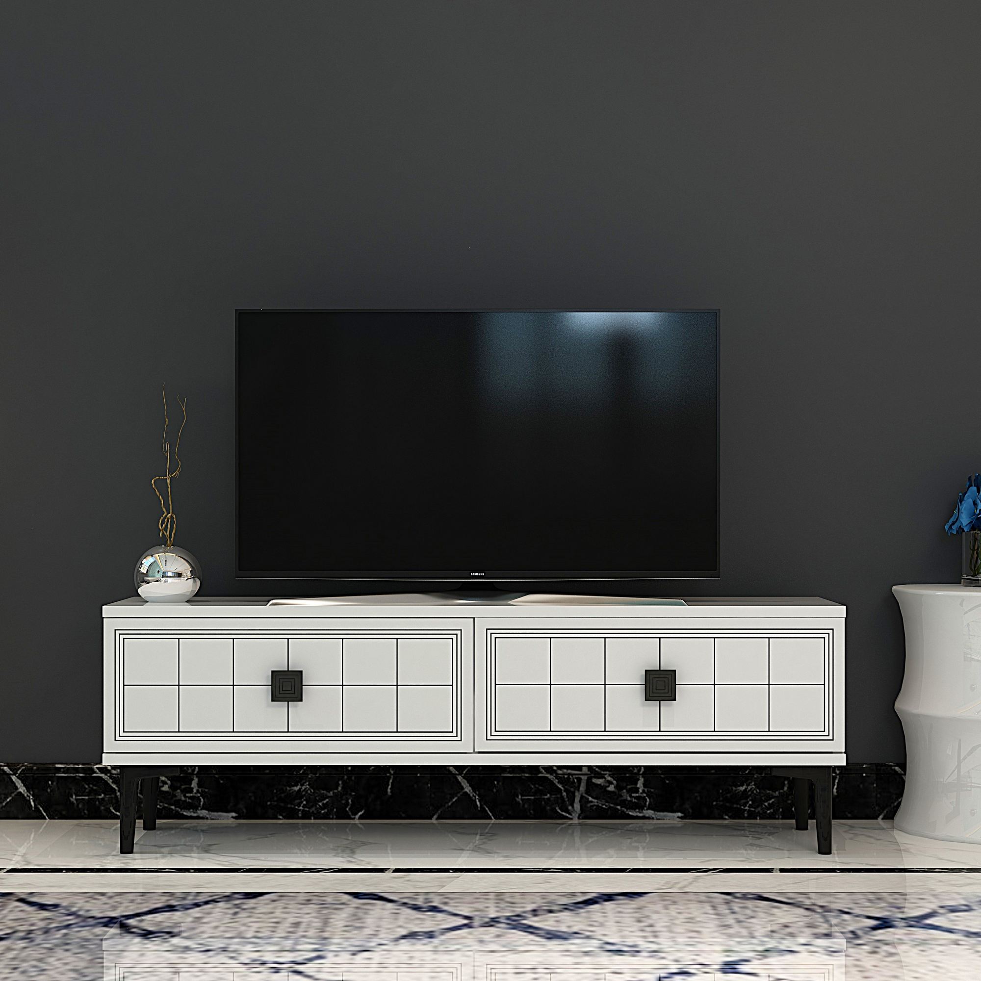 Comodă TV Hanah Home, PAL melaminat, 120 x 29.6 x 41 cm, alb, 555CHM1102 — imaginea 2