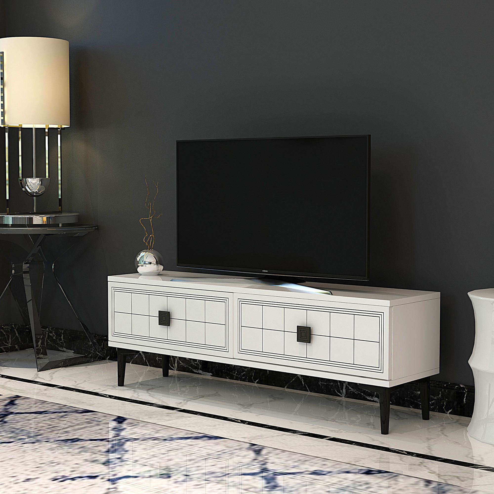 Comodă TV Hanah Home, PAL melaminat, 120 x 29.6 x 41 cm, alb, 555CHM1102 — imaginea 6