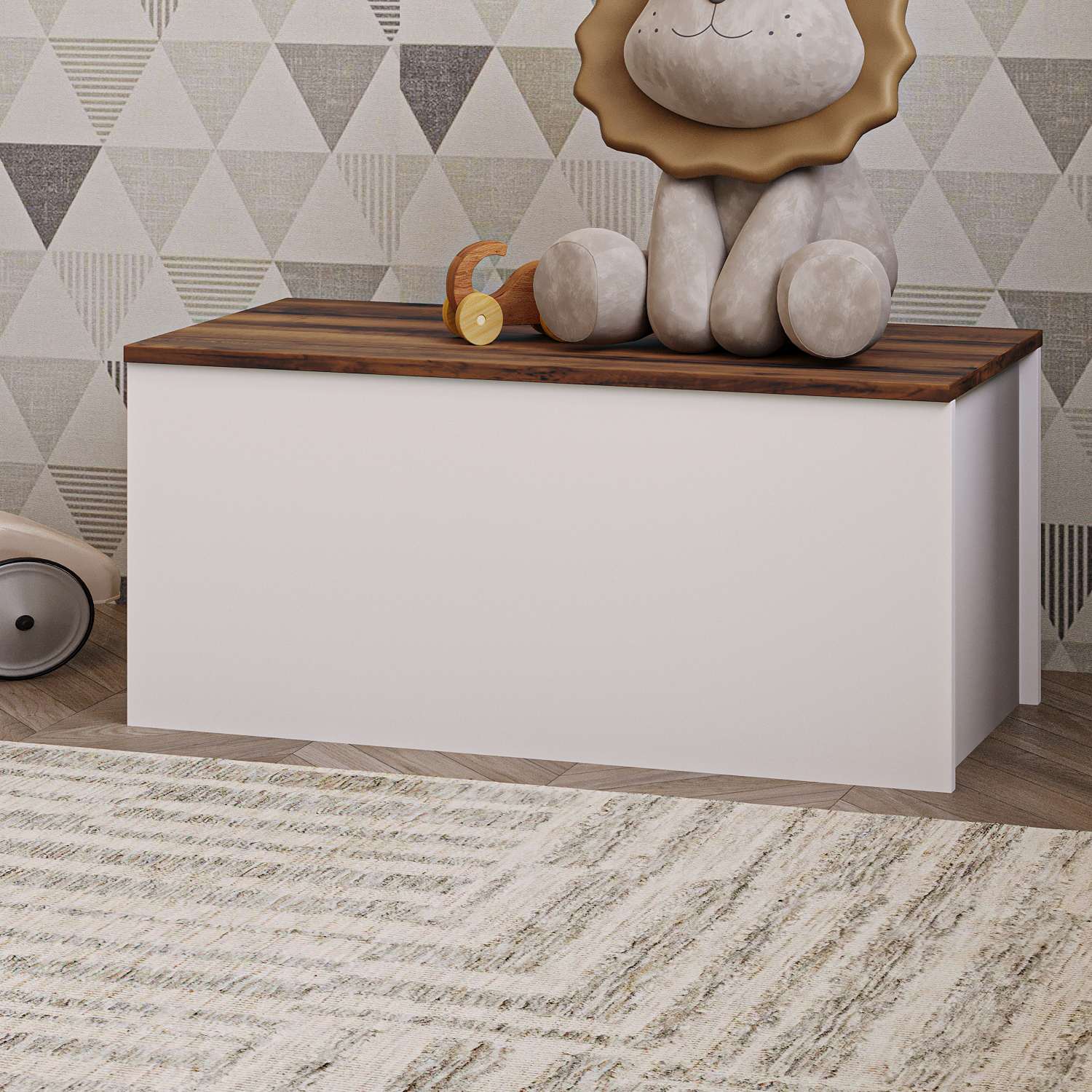 Ladă Hanah Home, PAL melaminat, 90 x 45 x 45.5 cm, alb/nuc, 382NRC2601 — imaginea 2