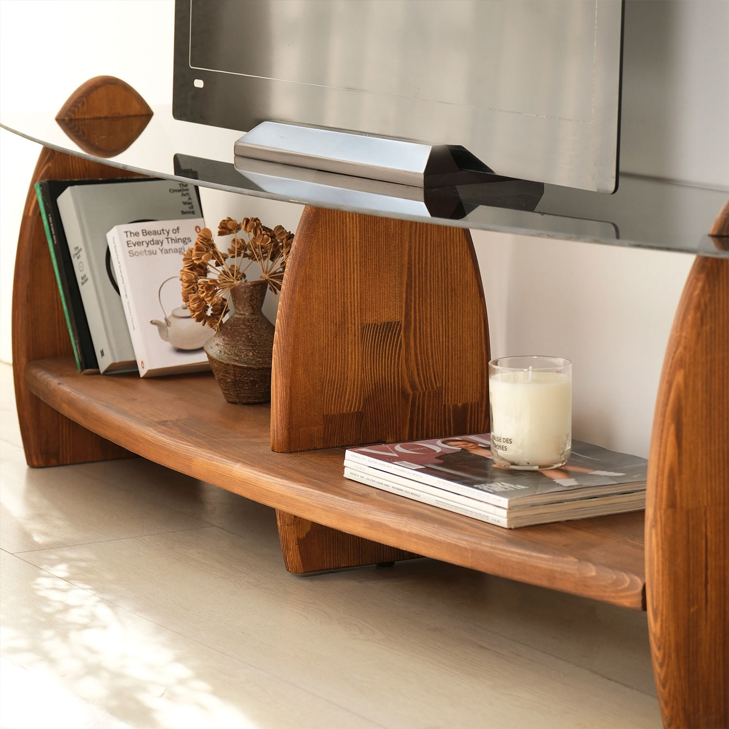 Comodă TV Hanah Home, pin, 160 x 35 x 45 cm, chesnut/fume, 552NOS1534 — imaginea 8