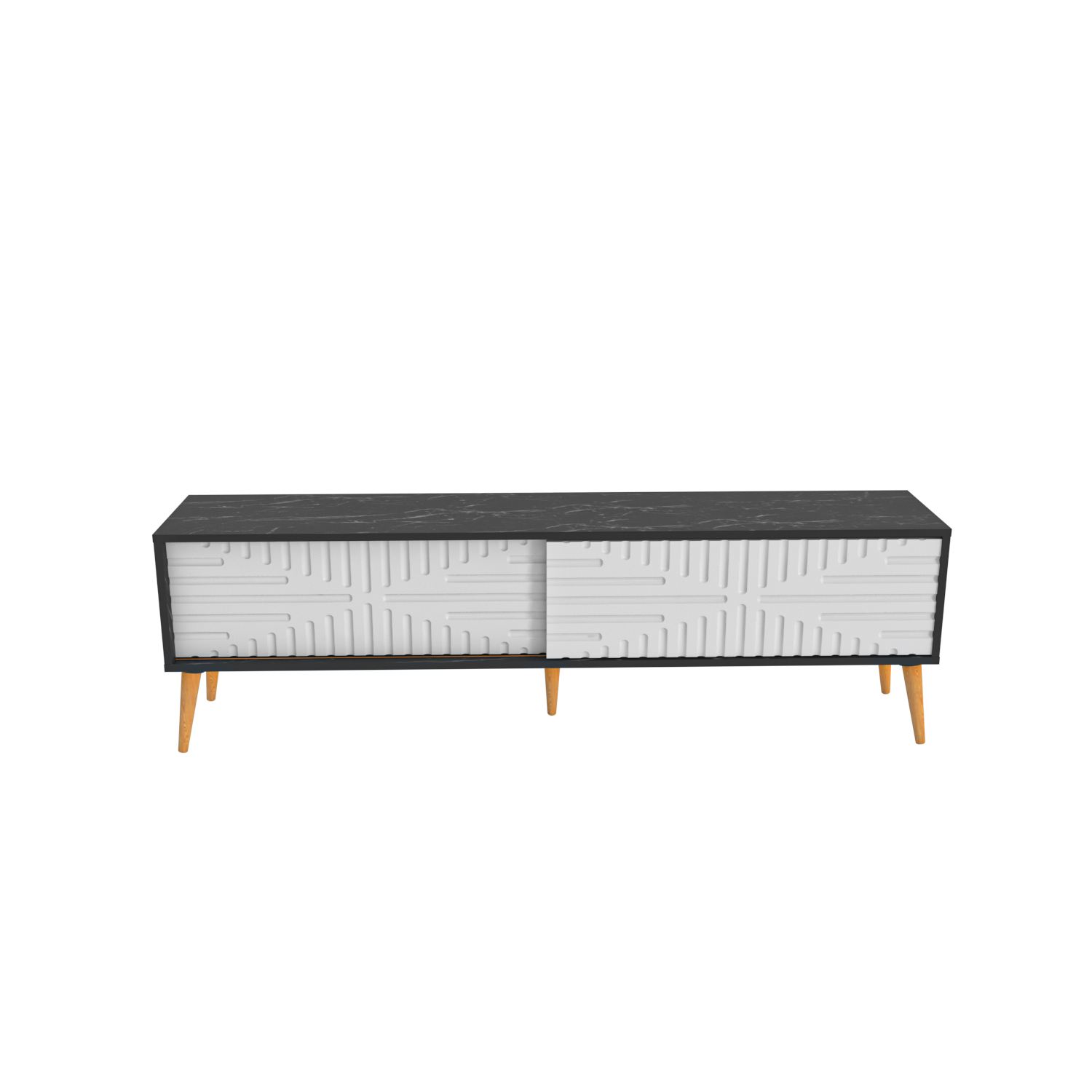 Comodă TV Hanah Home, PAL melaminat, 180 x 35 x 54 cm, negru/alb, 875ZNA5317 — imaginea 5