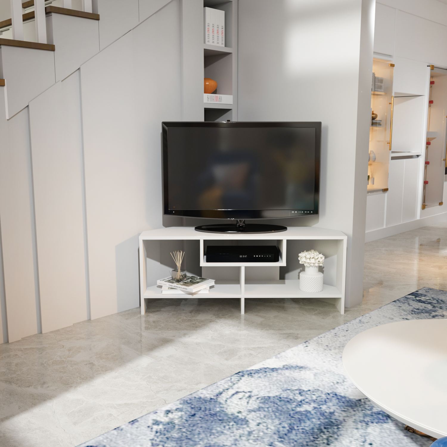 Comodă TV Hanah Home, PAL melaminat, 120 x 35 x 46.8 cm, alb, 875ZNA5356 — imaginea 2