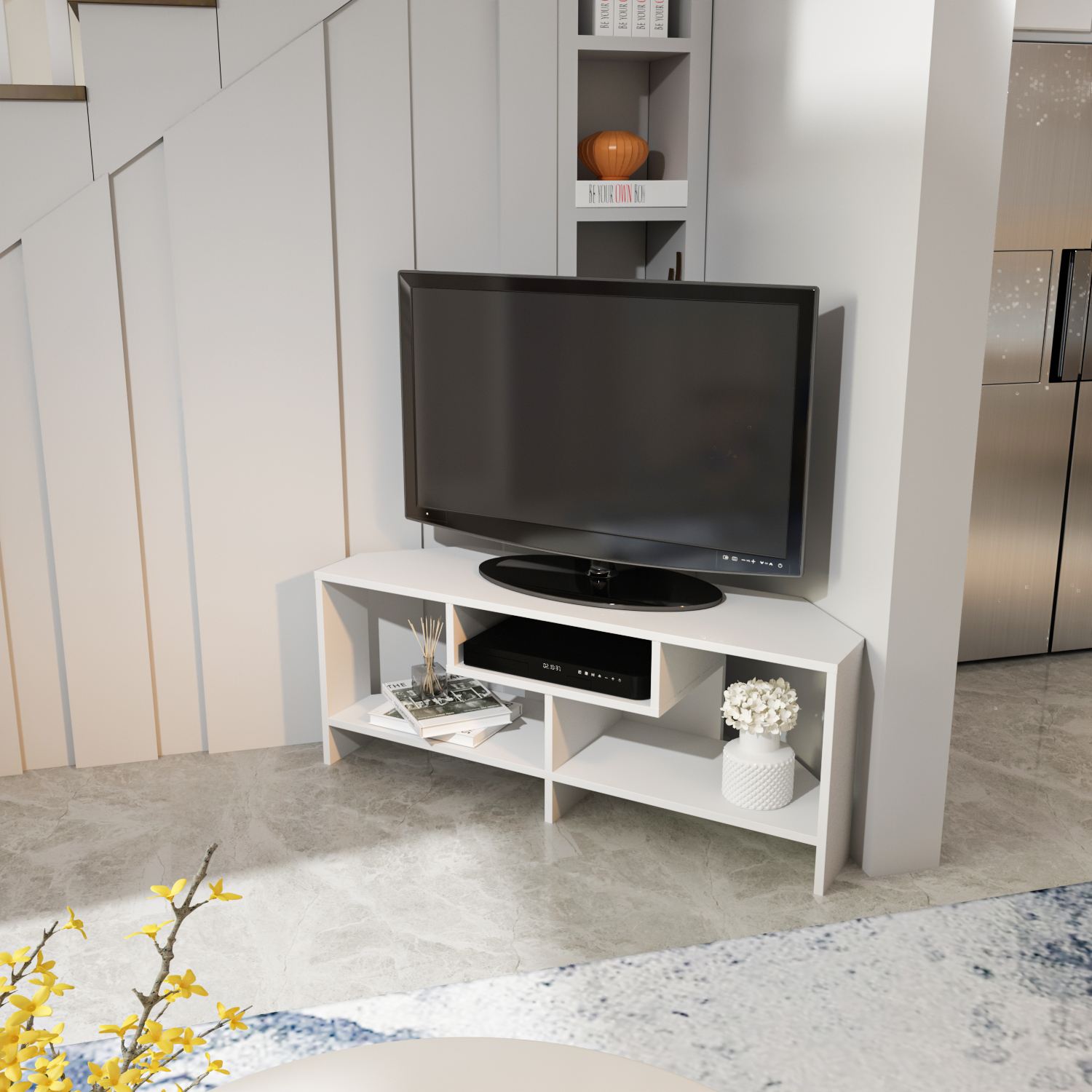 Comodă TV Hanah Home, PAL melaminat, 120 x 35 x 46.8 cm, alb, 875ZNA5356 — imaginea 3