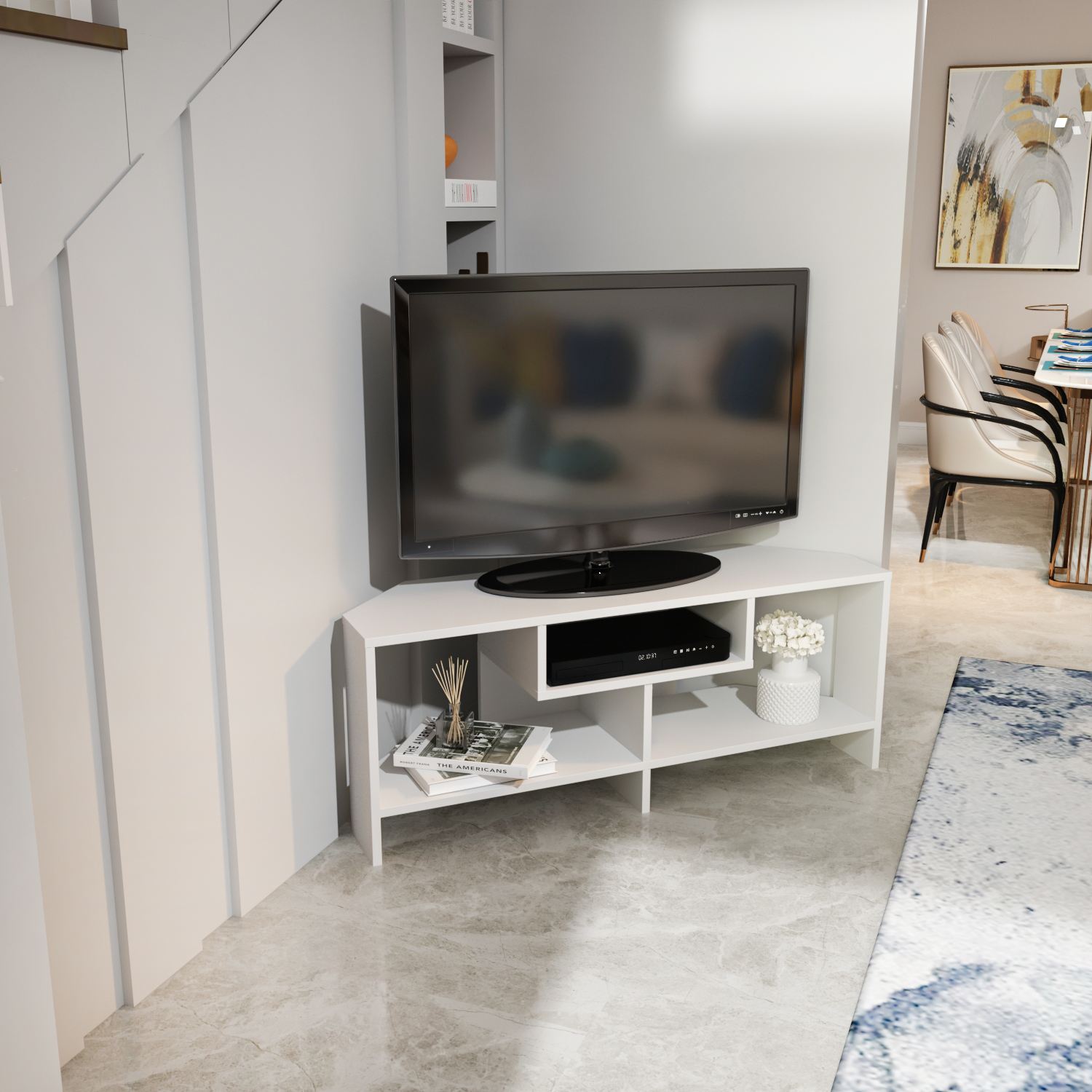 Comodă TV Hanah Home, PAL melaminat, 120 x 35 x 46.8 cm, alb, 875ZNA5356 — imaginea 4