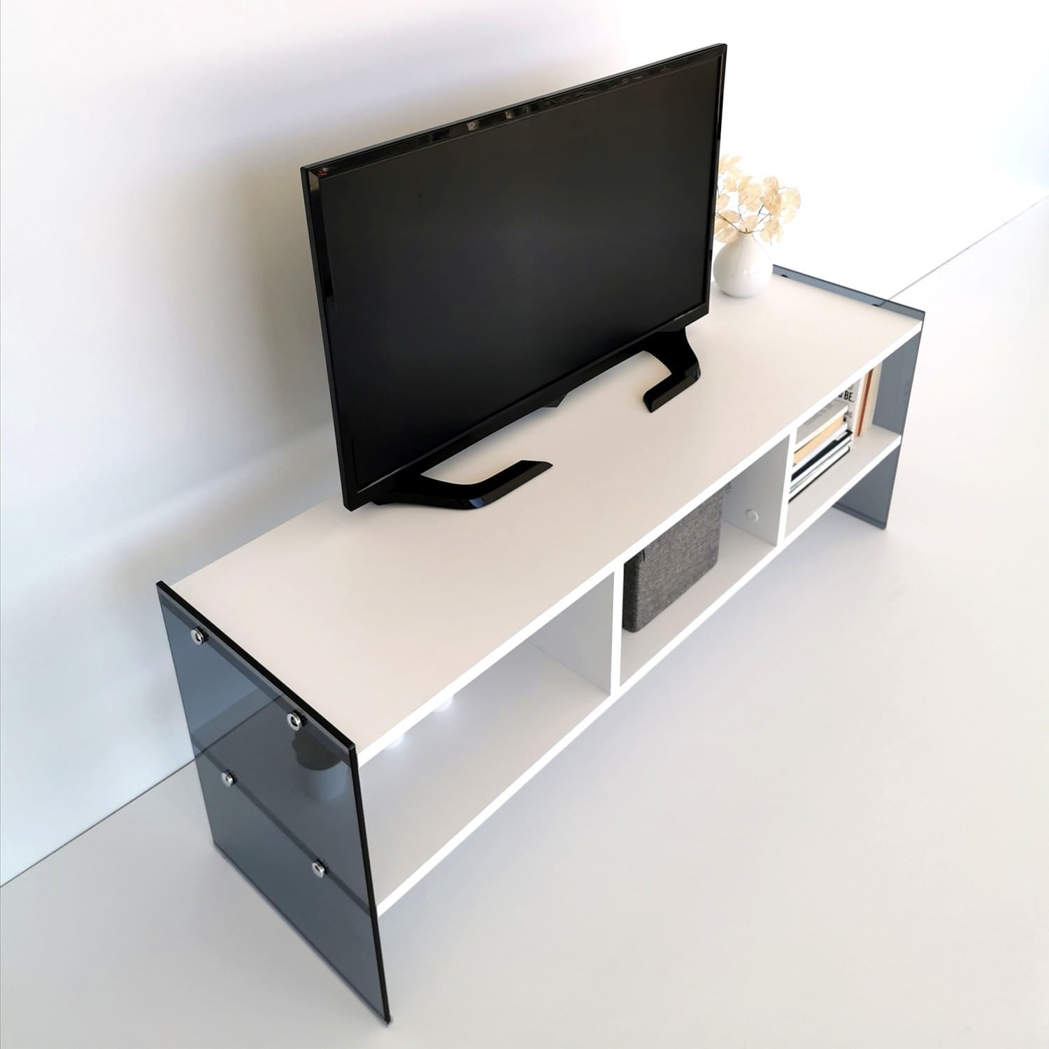 Comodă TV Hanah Home, PAL melaminat, 120 x 35 x 45 cm, alb/fume, 552NOS1514 — imaginea 2