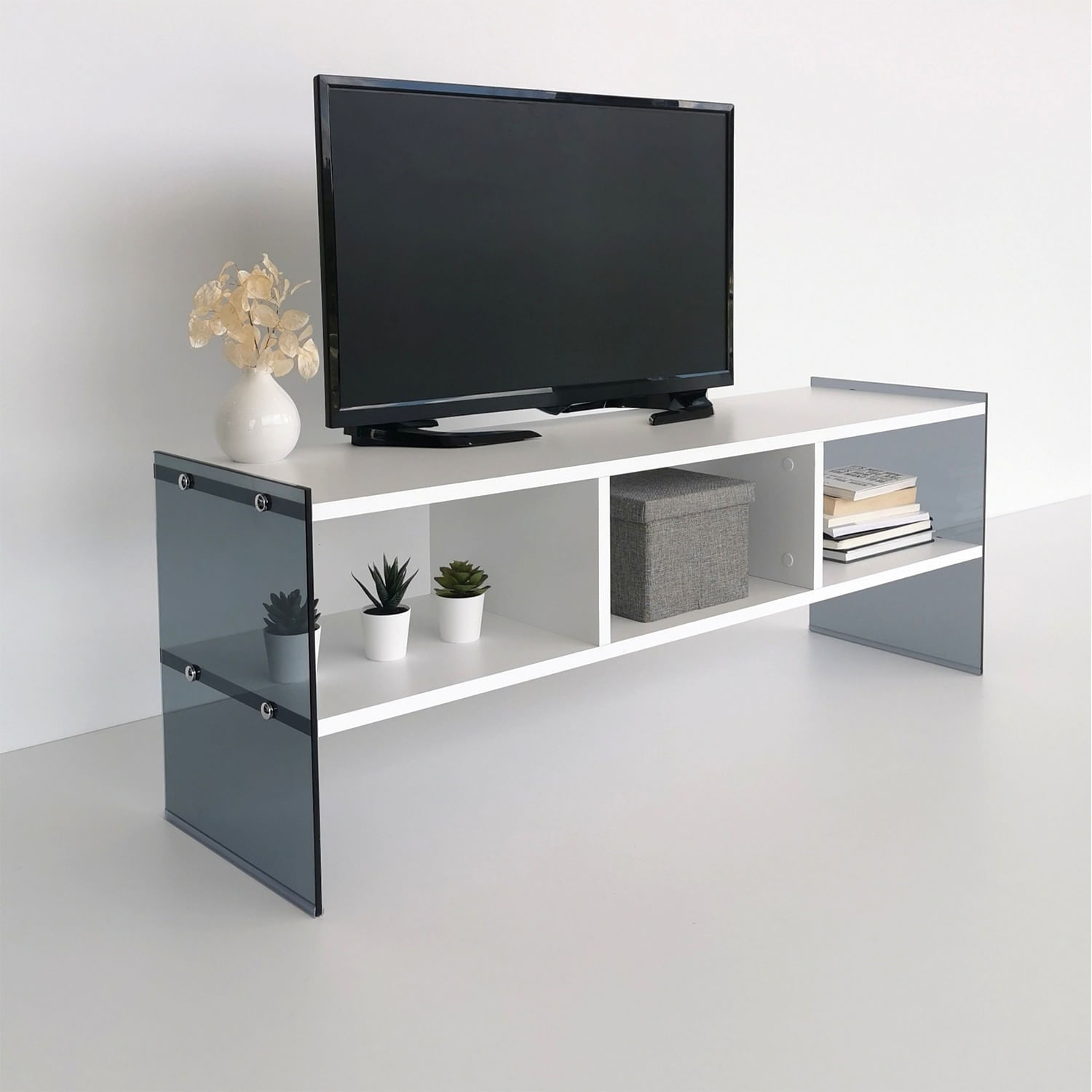 Comodă TV Hanah Home, PAL melaminat, 120 x 35 x 45 cm, alb/fume, 552NOS1514 — imaginea 3