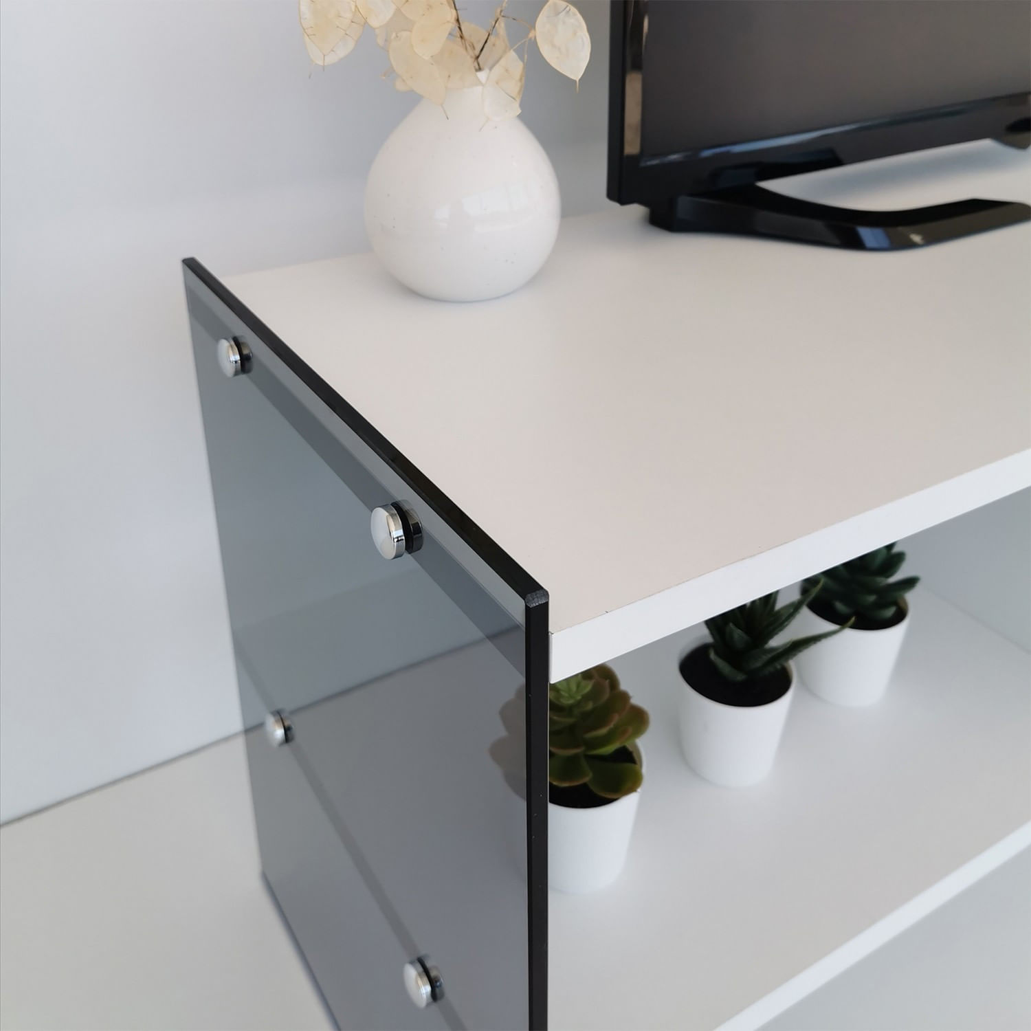 Comodă TV Hanah Home, PAL melaminat, 120 x 35 x 45 cm, alb/fume, 552NOS1514 — imaginea 4