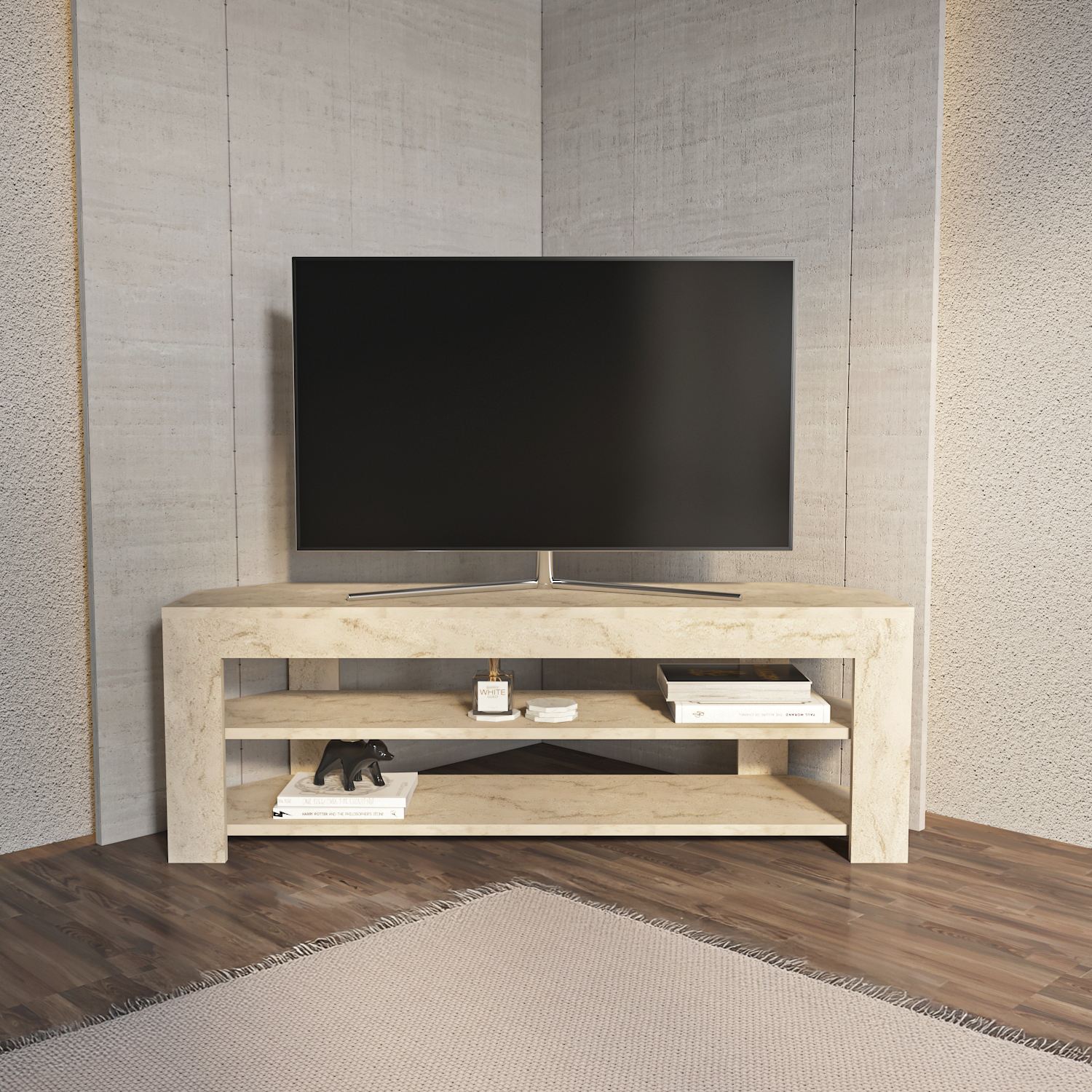 Comodă TV Hanah Home, PAL melaminat, 120 x 35 x 42 cm, travertine, 875ZNA5360 — imaginea 3