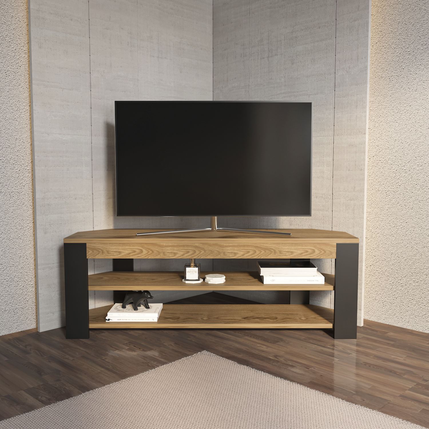 Comodă TV Hanah Home, PAL melaminat, 120 x 35 x 42 cm, oud stejar/antracit, 875ZNA5361 — imaginea 2