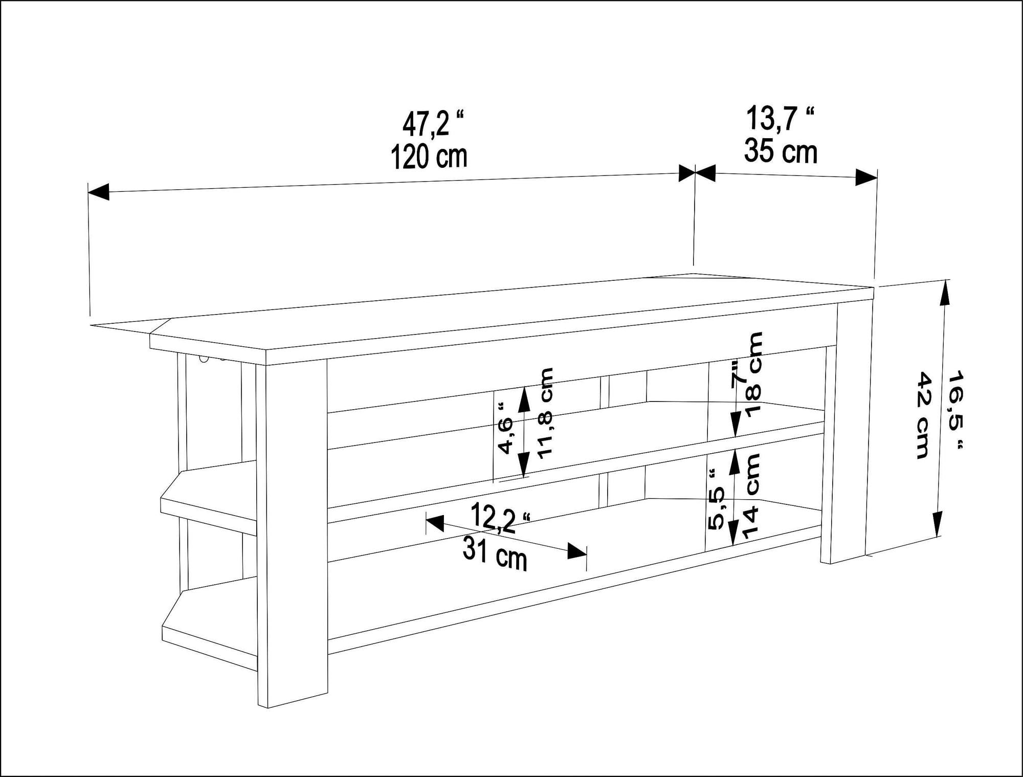 Comodă TV Hanah Home, PAL melaminat, 120 x 35 x 42 cm, oud stejar/antracit, 875ZNA5361 — imaginea 3