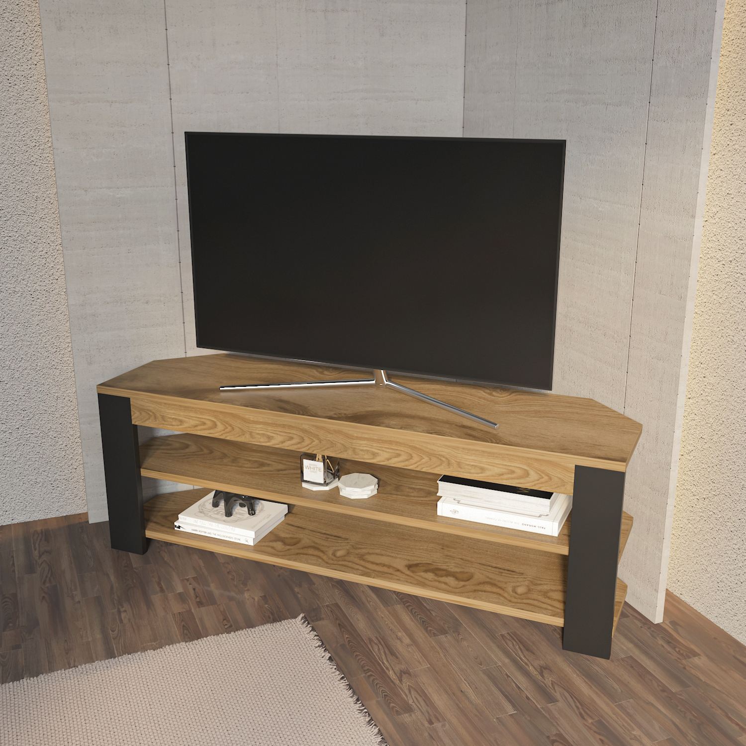 Comodă TV Hanah Home, PAL melaminat, 120 x 35 x 42 cm, oud stejar/antracit, 875ZNA5361 — imaginea 5