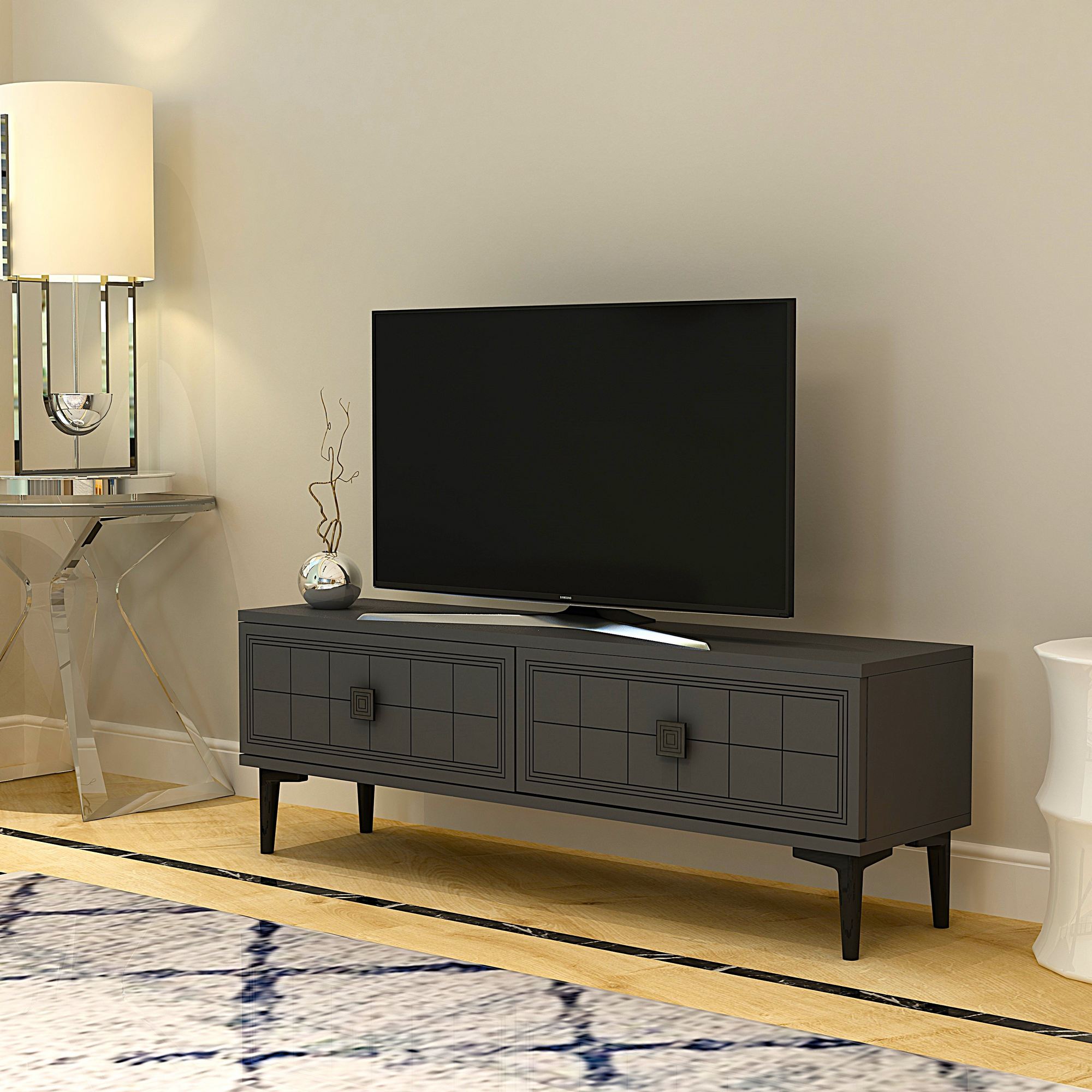 Comodă TV Hanah Home, PAL melaminat, 120 x 29.6 x 41 cm, antracit, 555CHM1101 — imaginea 3